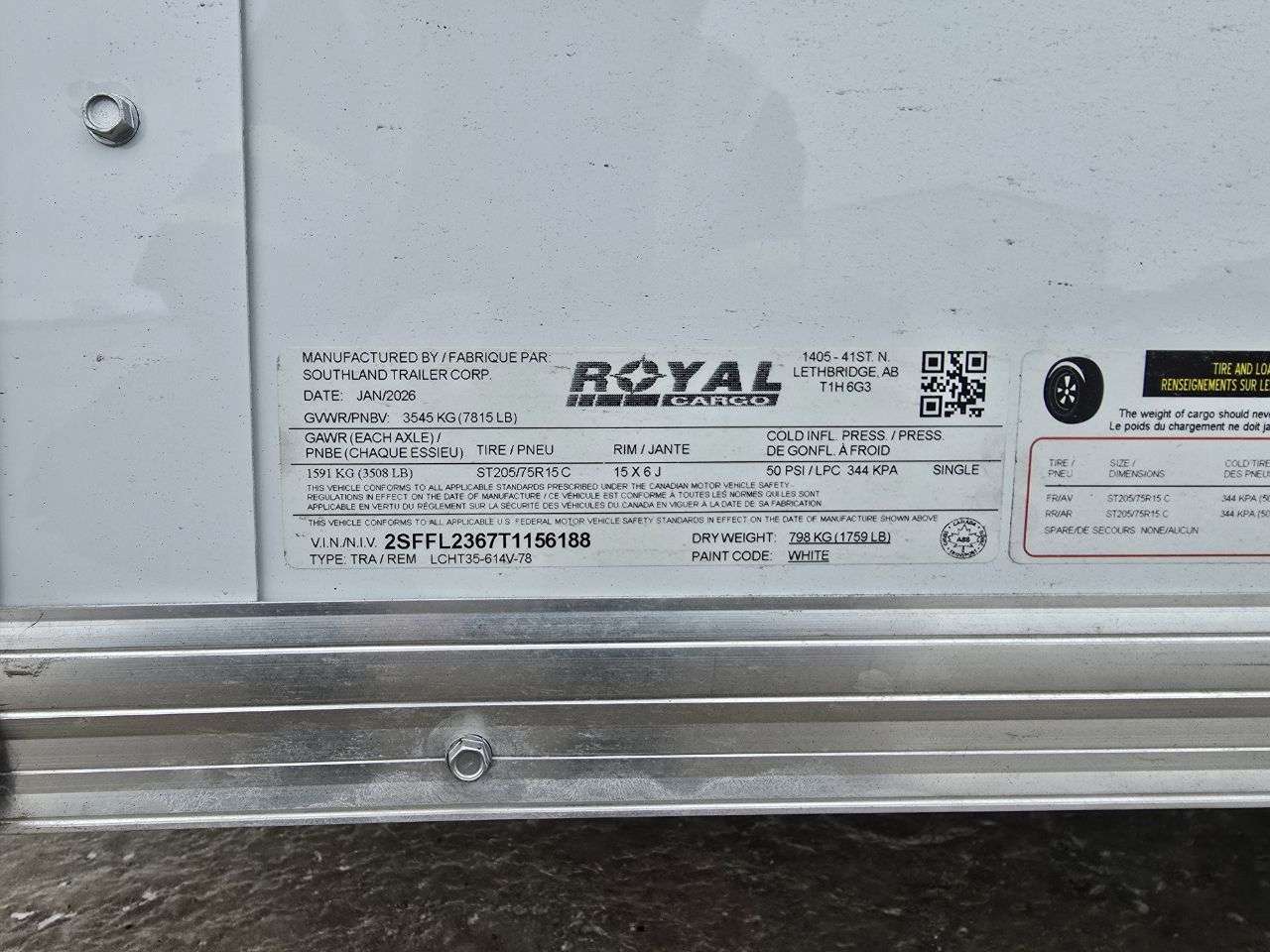 2026 Royal LCH 6' x 12' + V-Nose Cargo Trailer