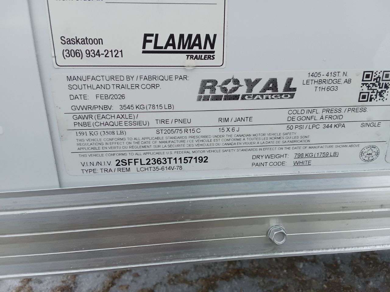 2026 Royal LCH 6' x 12' + V-Nose Cargo Trailer