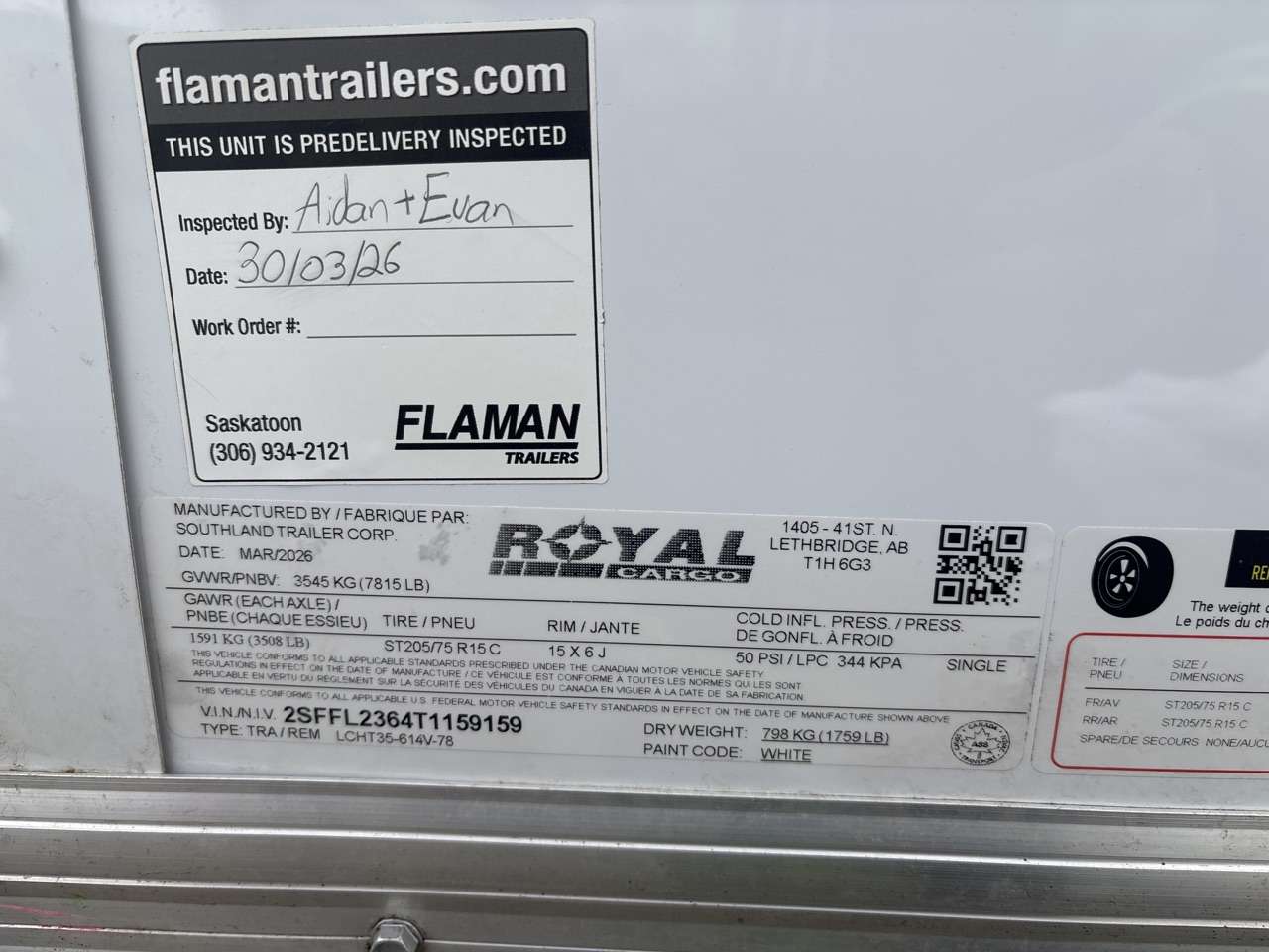 2026 Royal LCH 6' x 12' + V-Nose Cargo Trailer