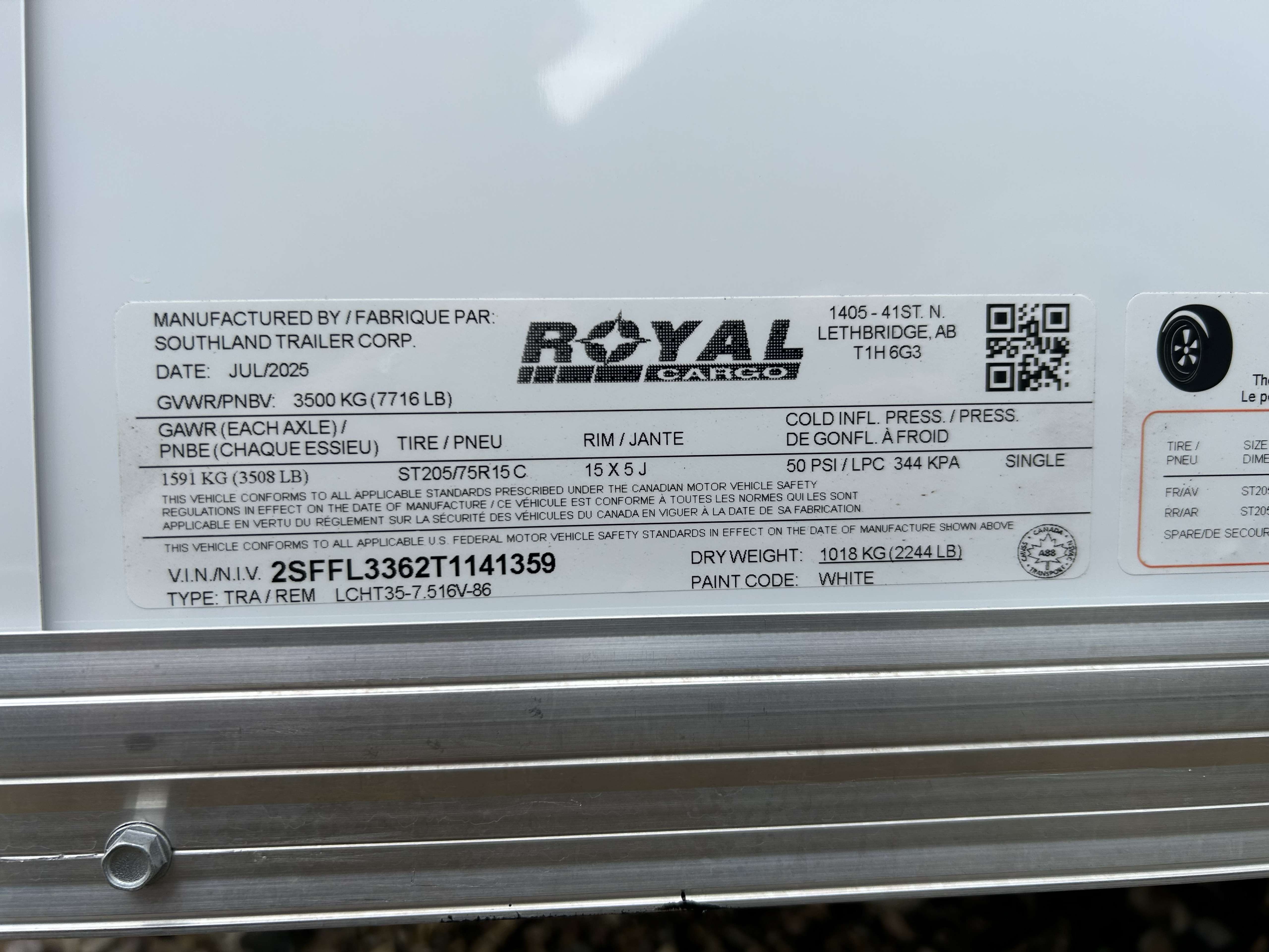2026 Royal LCH 7'6" x 14' + V-Nose Cargo Trailer