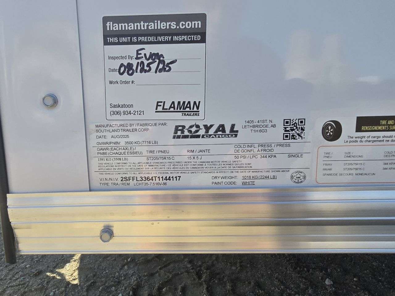 2026 Royal LCH 7'6" x 14' + V-Nose Cargo Trailer