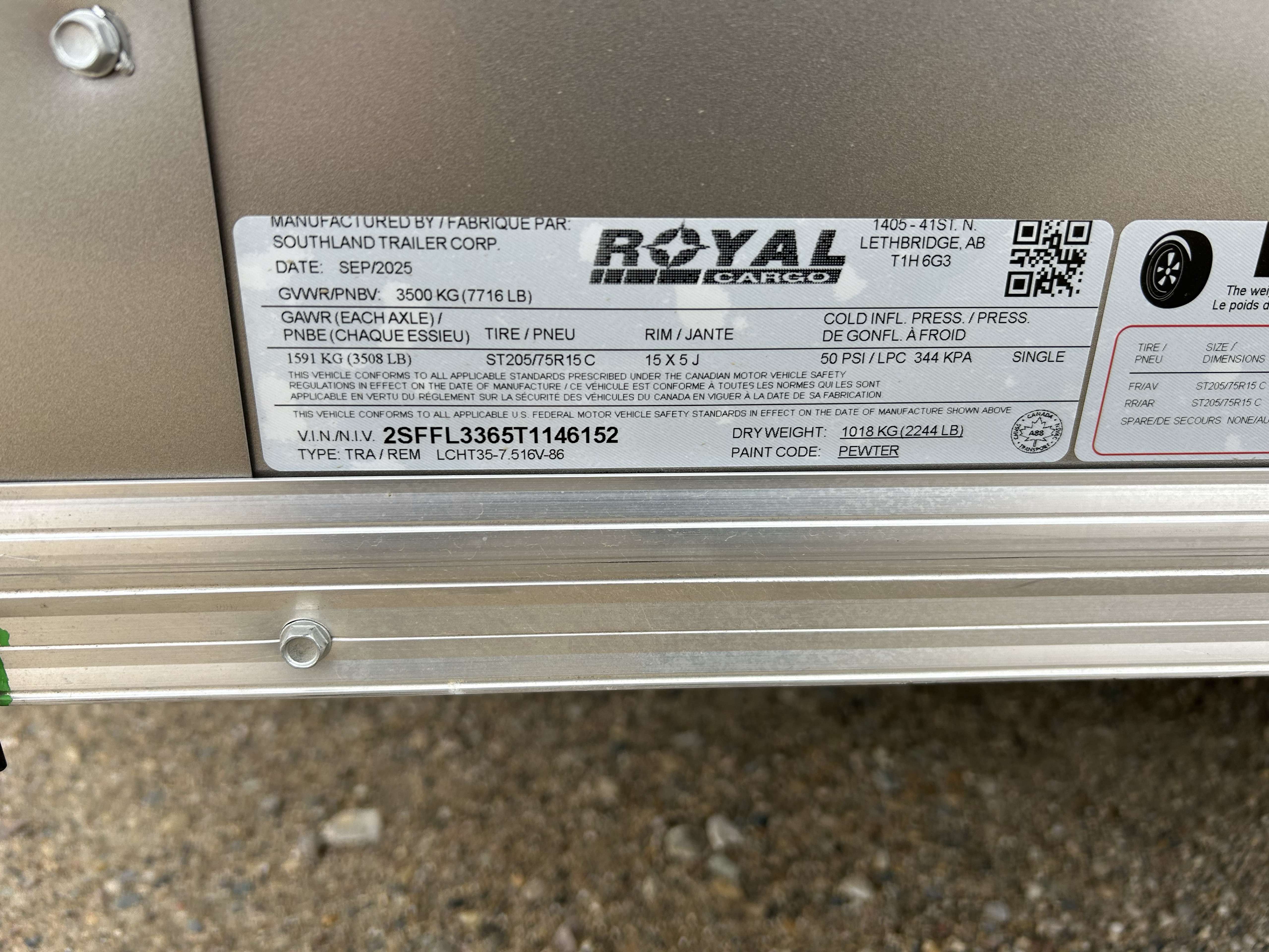 2026 Royal LCH 7'6" x 14' + V-Nose Cargo Trailer