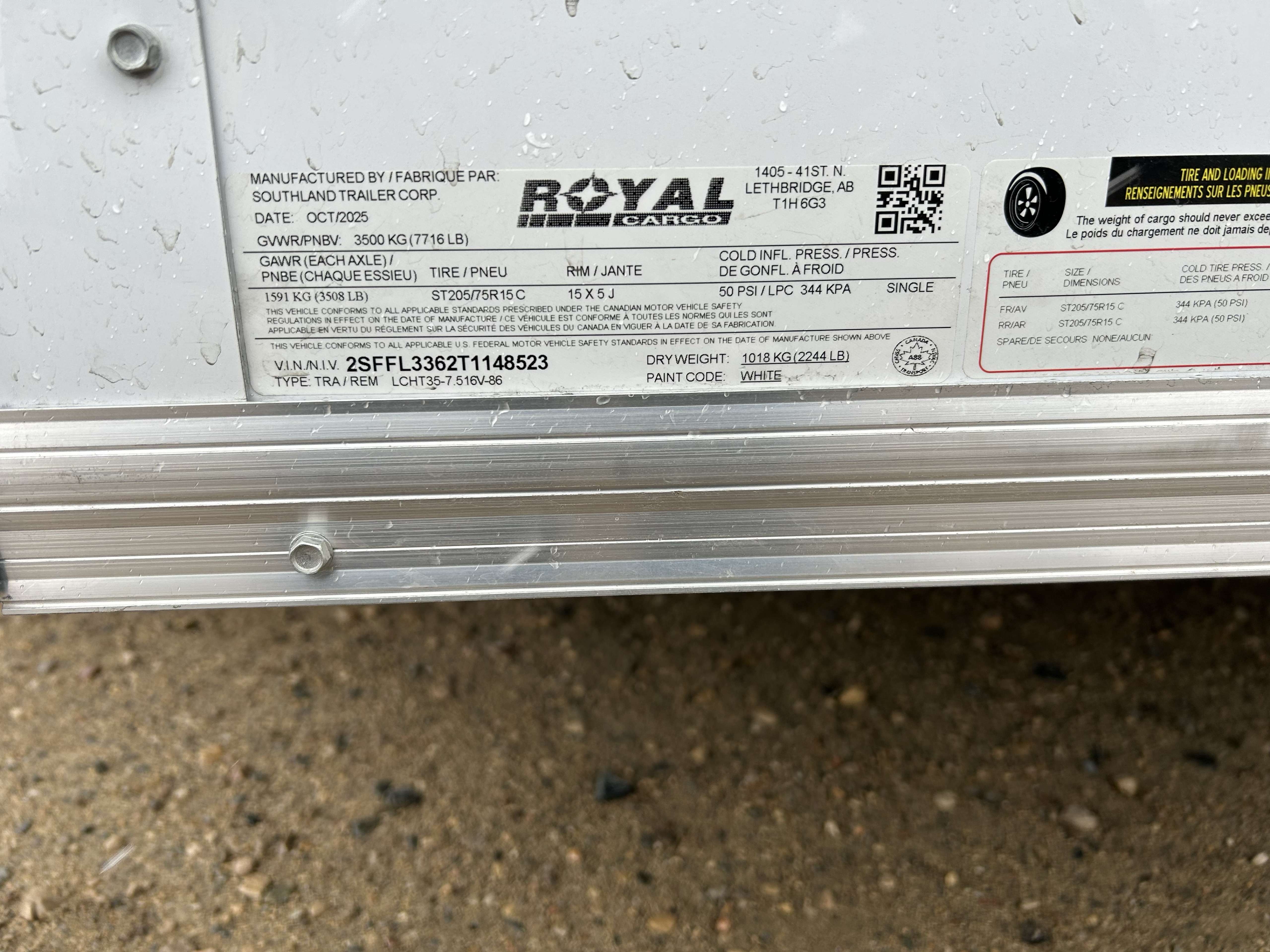 2026 Royal LCH 7'6" x 14' + V-Nose Cargo Trailer