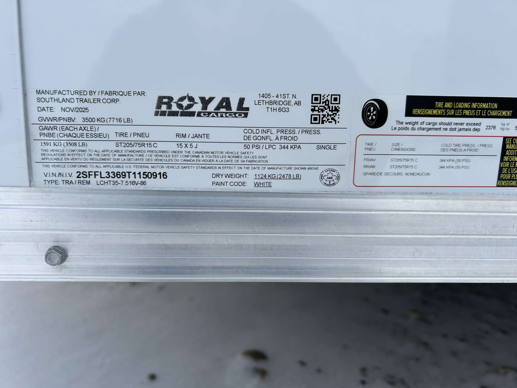 2026 Royal LCH 7'6" x 14' + V-Nose Cargo Trailer