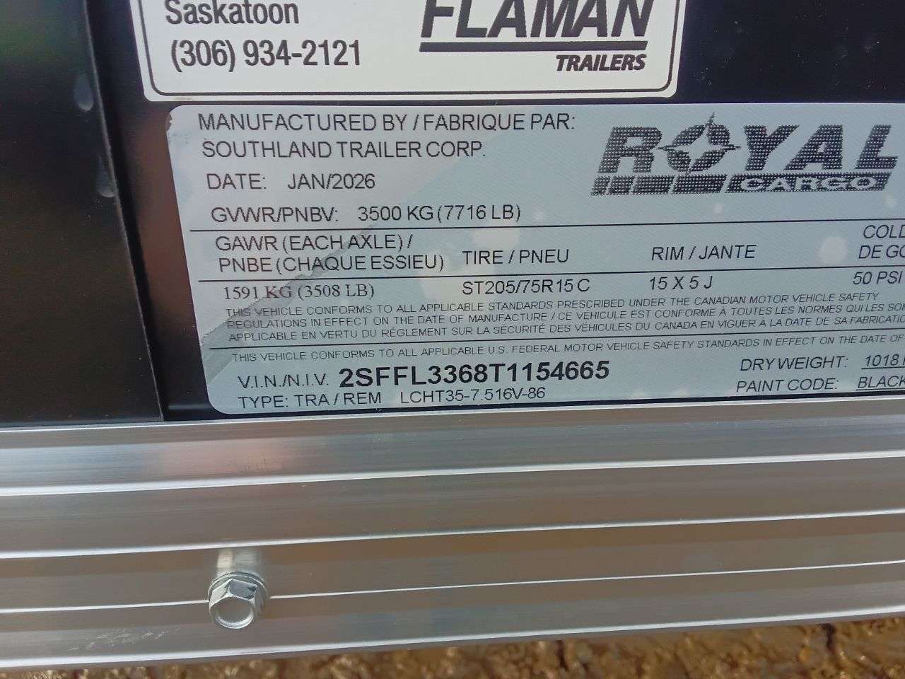 2026 Royal LCH 7'6" x 14' + V-Nose Cargo Trailer