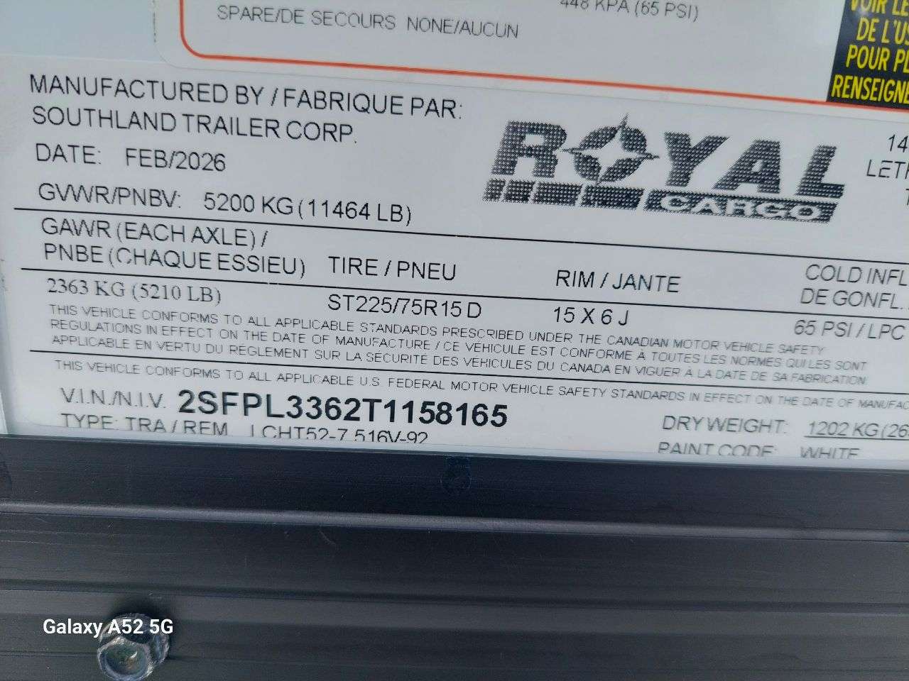 2026 Royal LCH 7'6" x 14' + V-Nose Cargo Trailer