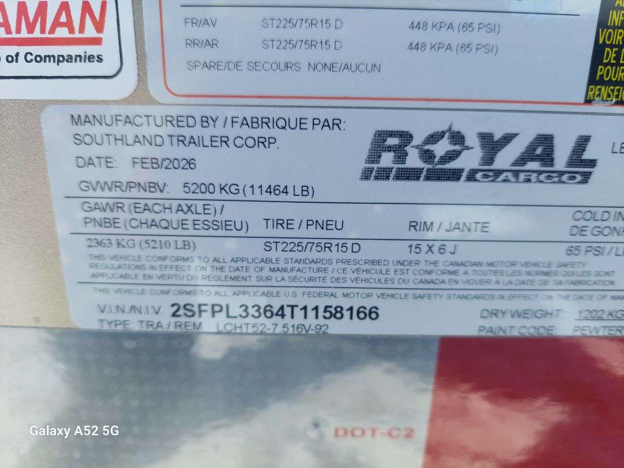 2026 Royal LCH 7'6" x 14' + V-Nose Cargo Trailer