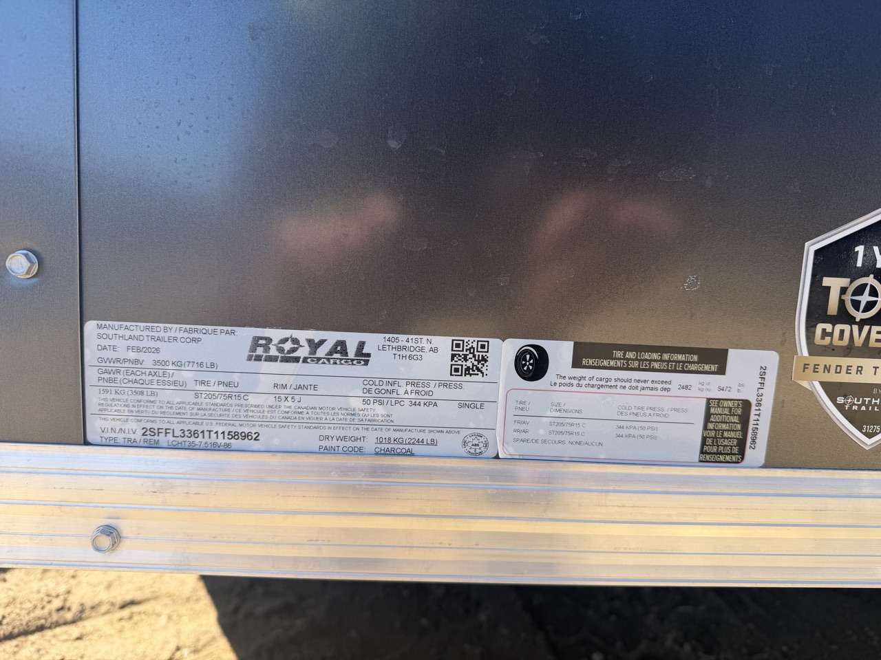 2026 Royal LCH 7'6" x 14' + V-Nose Cargo Trailer