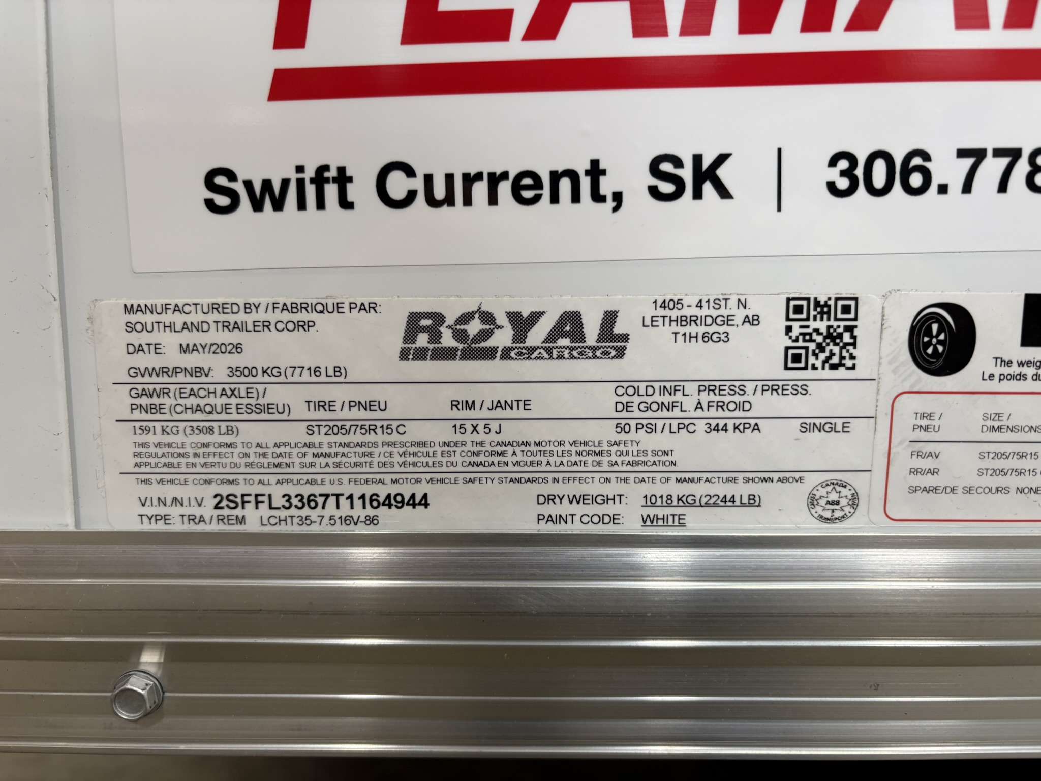 2026 Royal LCH 7'6" x 14' + V-Nose Cargo Trailer