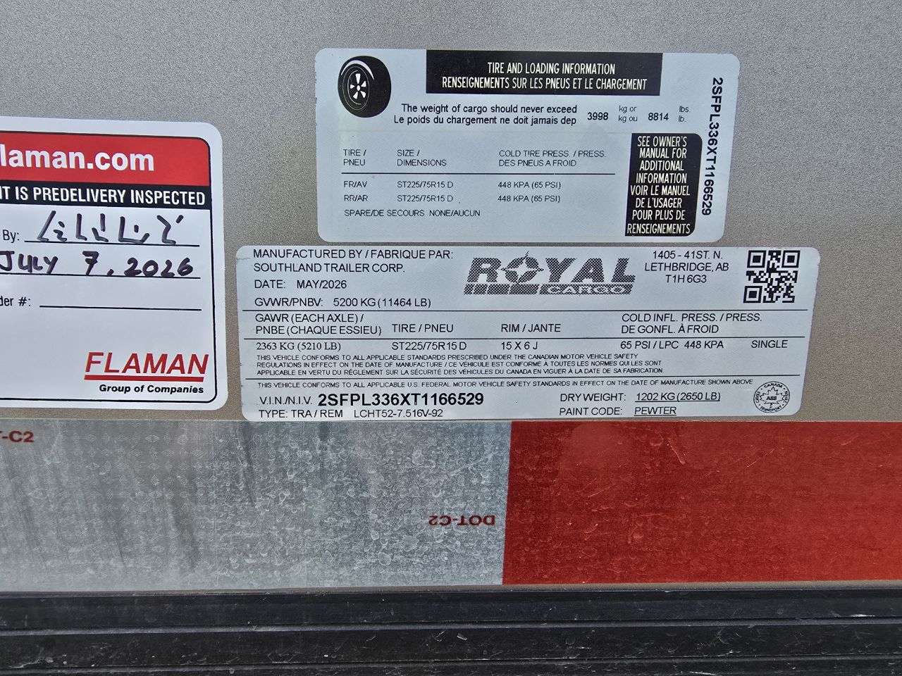 2026 Royal LCH 7'6" x 14' + V-Nose Cargo Trailer