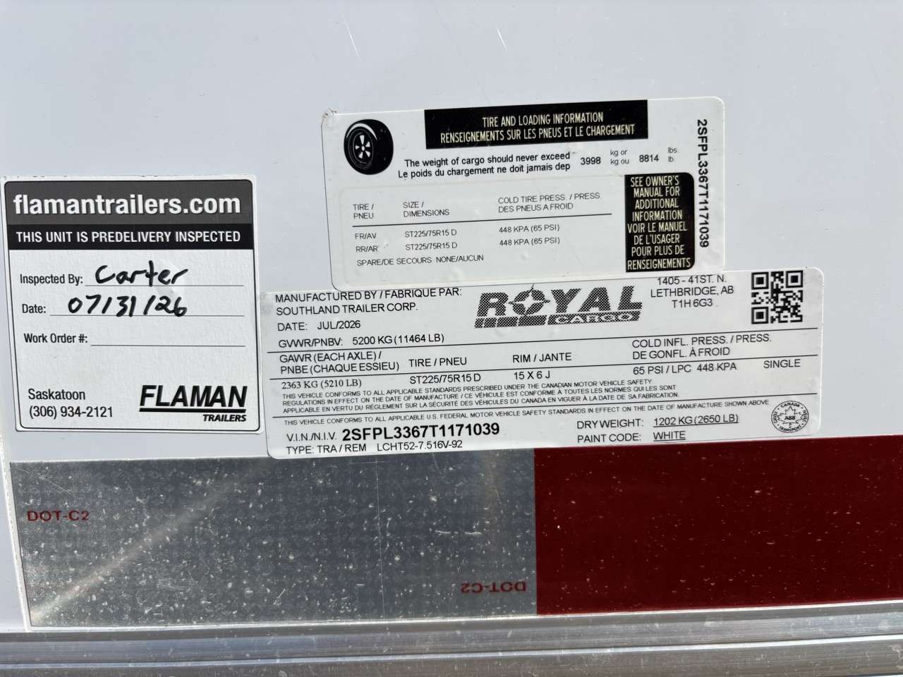 2026 Royal LCH 7'6" x 14' + V-Nose Cargo Trailer