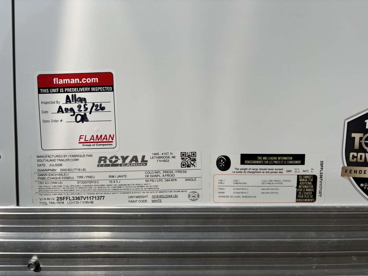 2026 Royal LCH 7'6" x 14' + V-Nose Cargo Trailer