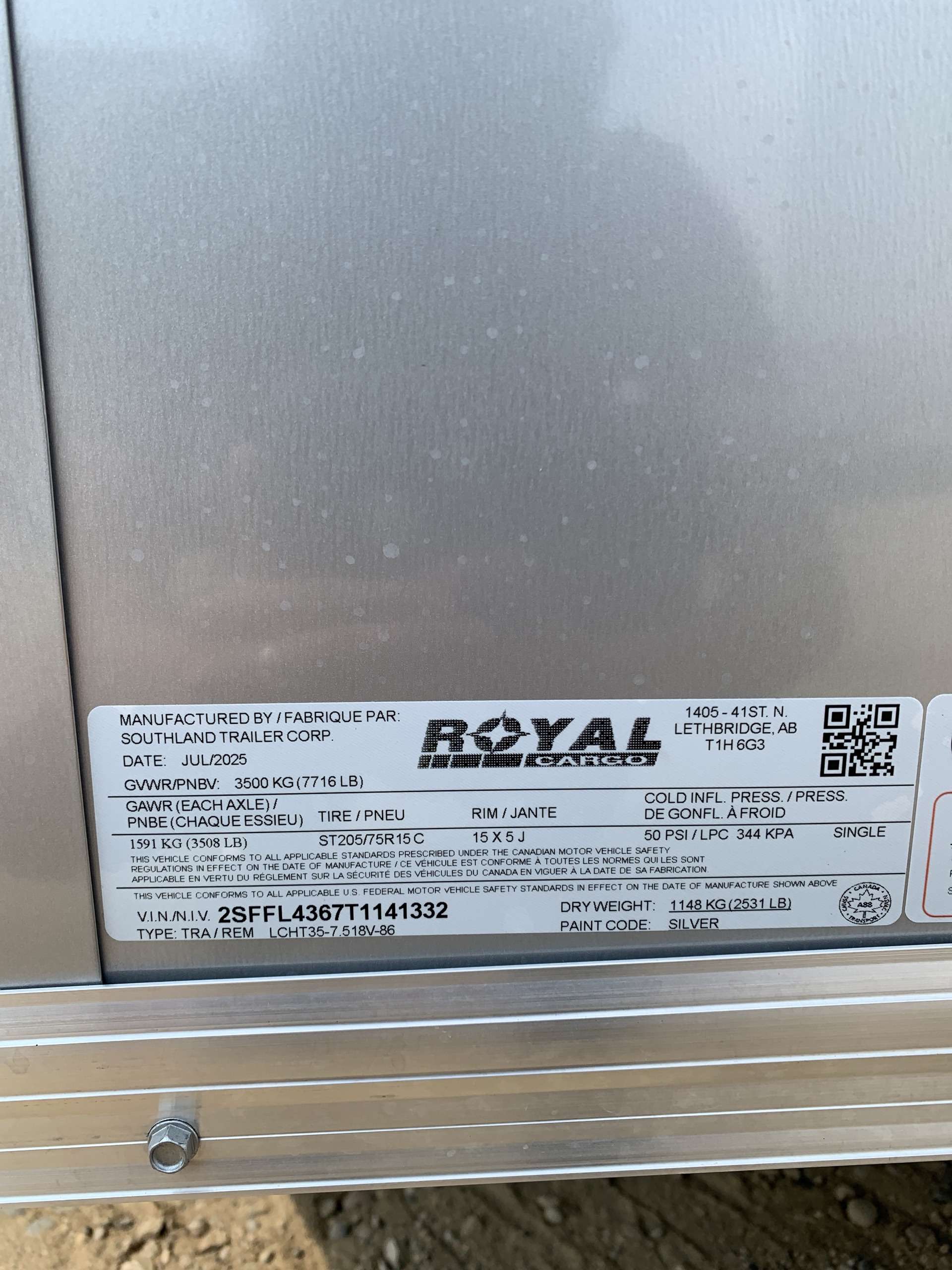 2026 Royal LCH 7'6" x 16' + V-Nose Cargo Trailer