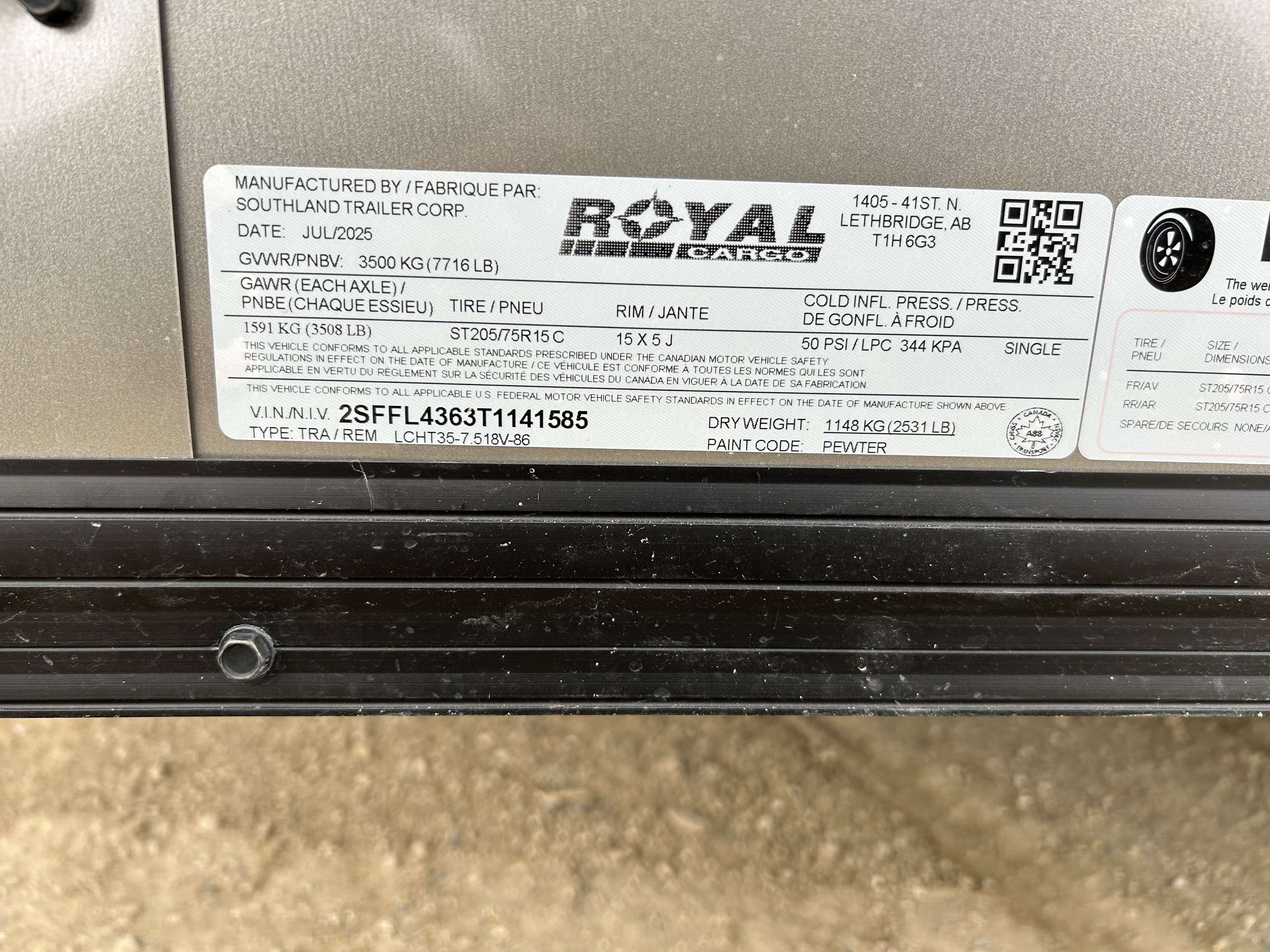 2026 Royal LCH 7'6" x 16' + V-Nose Cargo Trailer