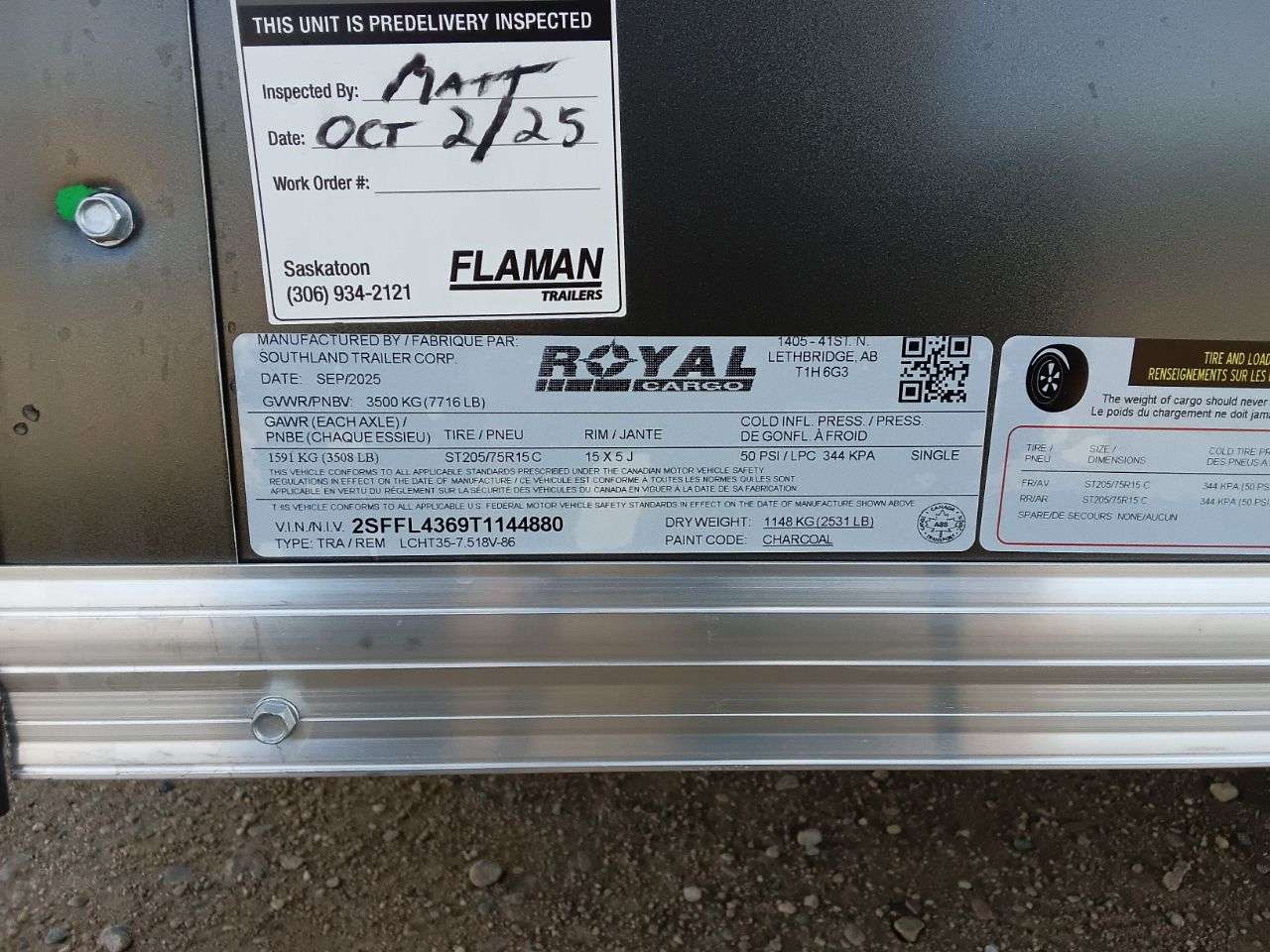 2026 Royal LCH 7'6" x 16' + V-Nose Cargo Trailer