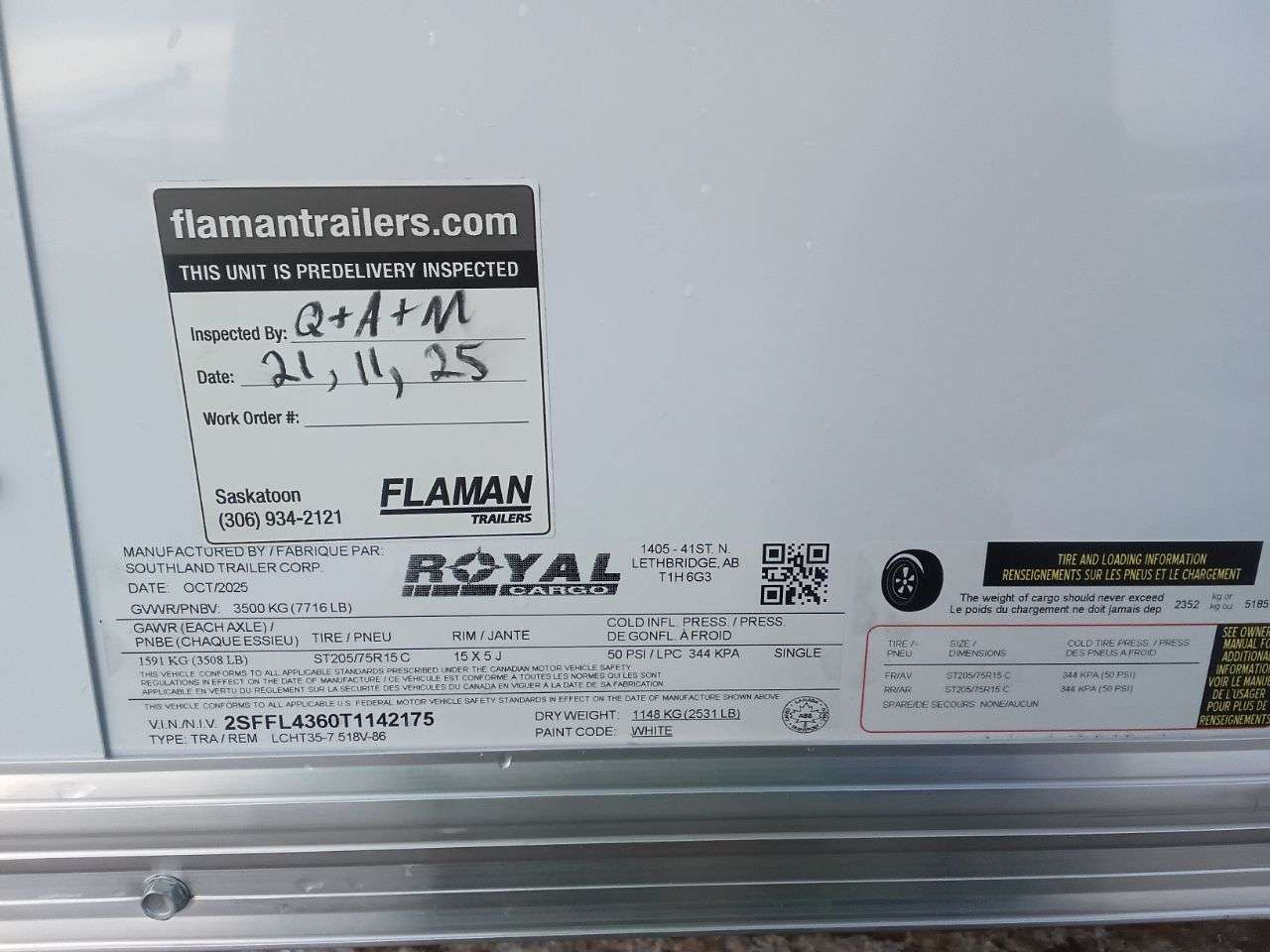 2026 Royal LCH 7'6" x 16' + V-Nose Cargo Trailer