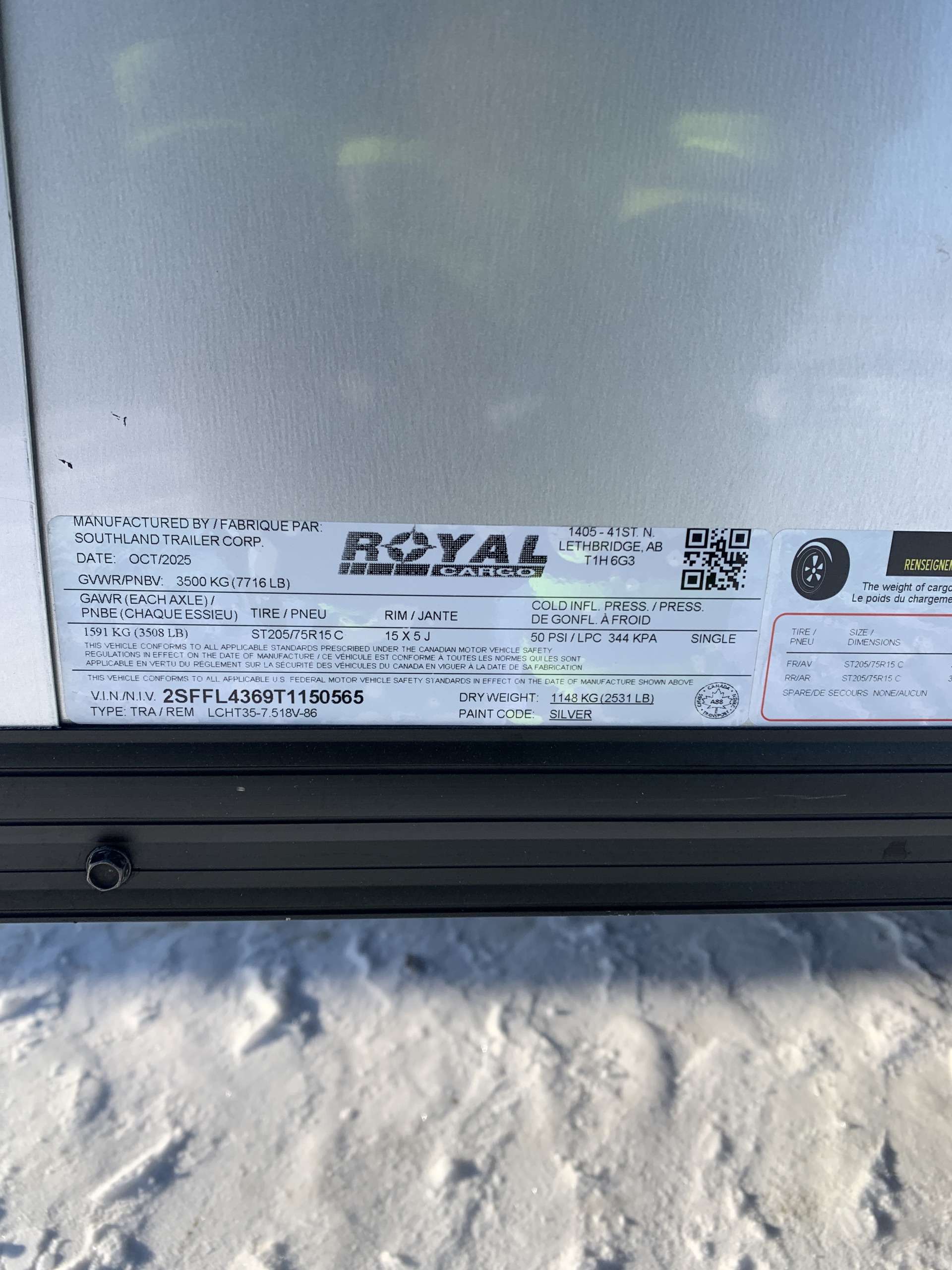 2026 Royal LCH 7'6" x 16' + V-Nose Cargo Trailer