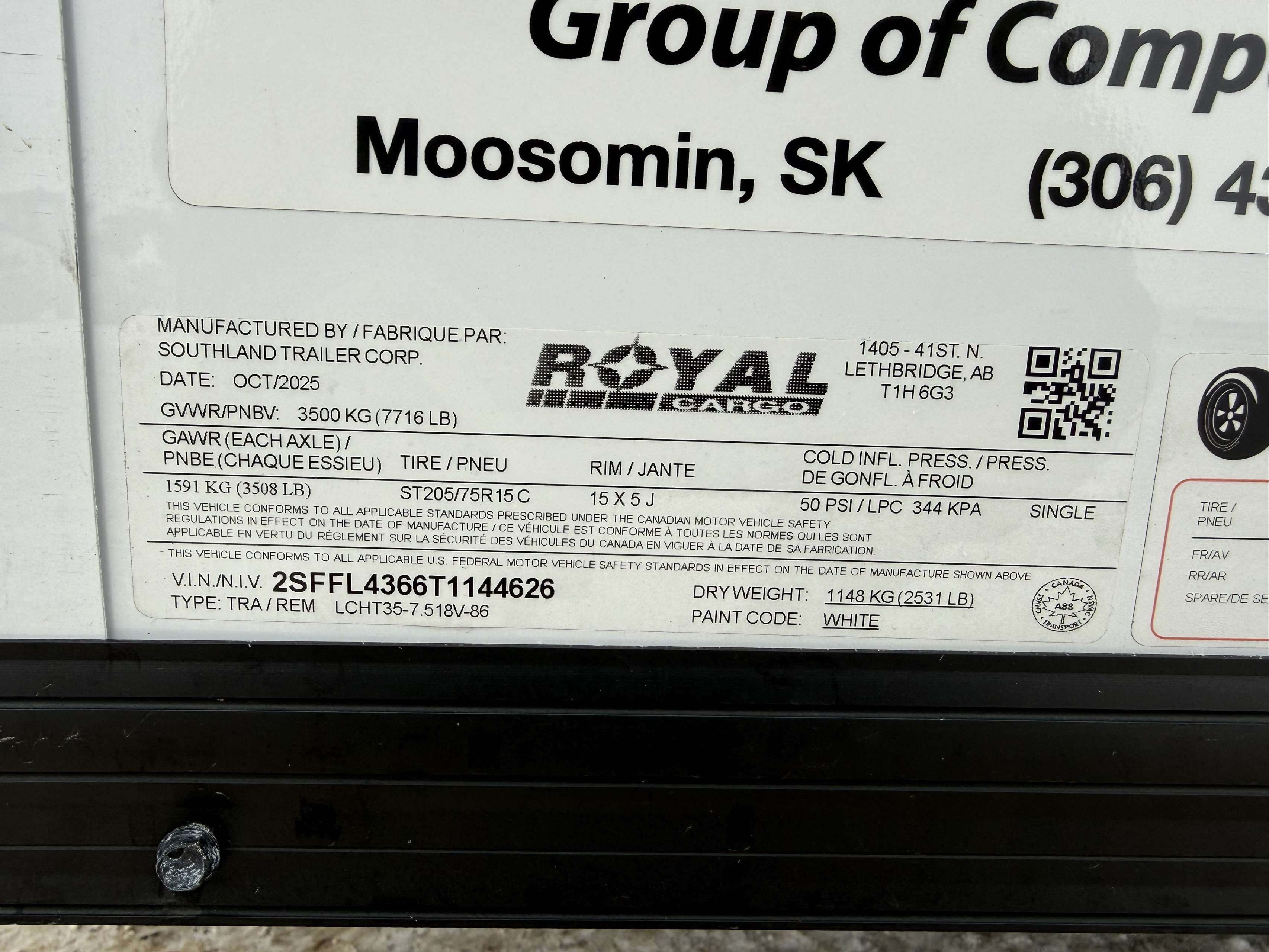 2026 Royal LCH 7'6" x 16' + V-Nose Cargo Trailer