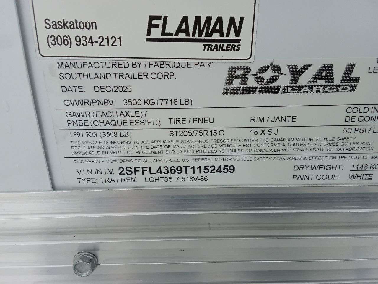 2026 Royal LCH 7'6" x 16' + V-Nose Cargo Trailer