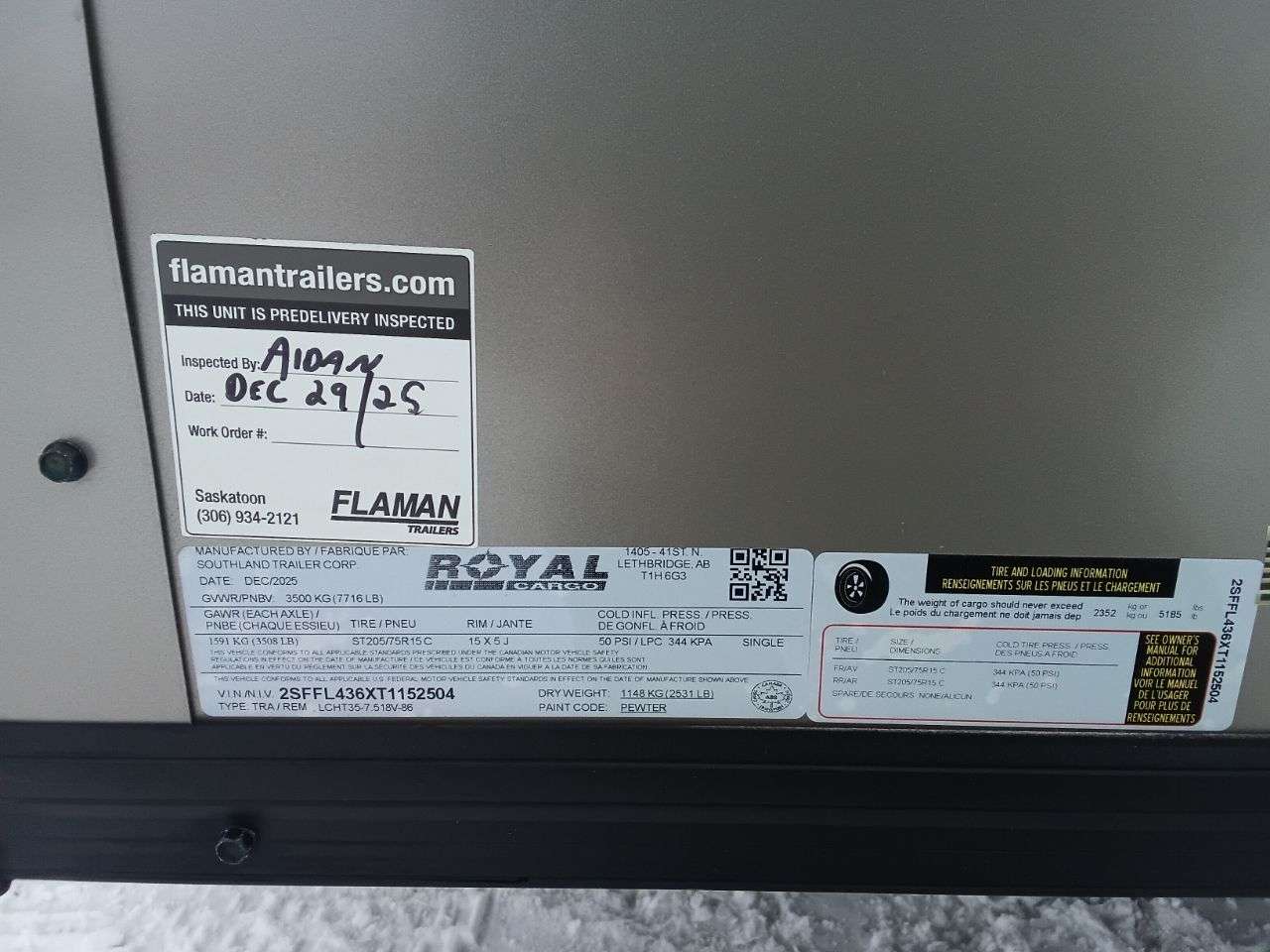 2026 Royal LCH 7'6" x 16' + V-Nose Cargo Trailer