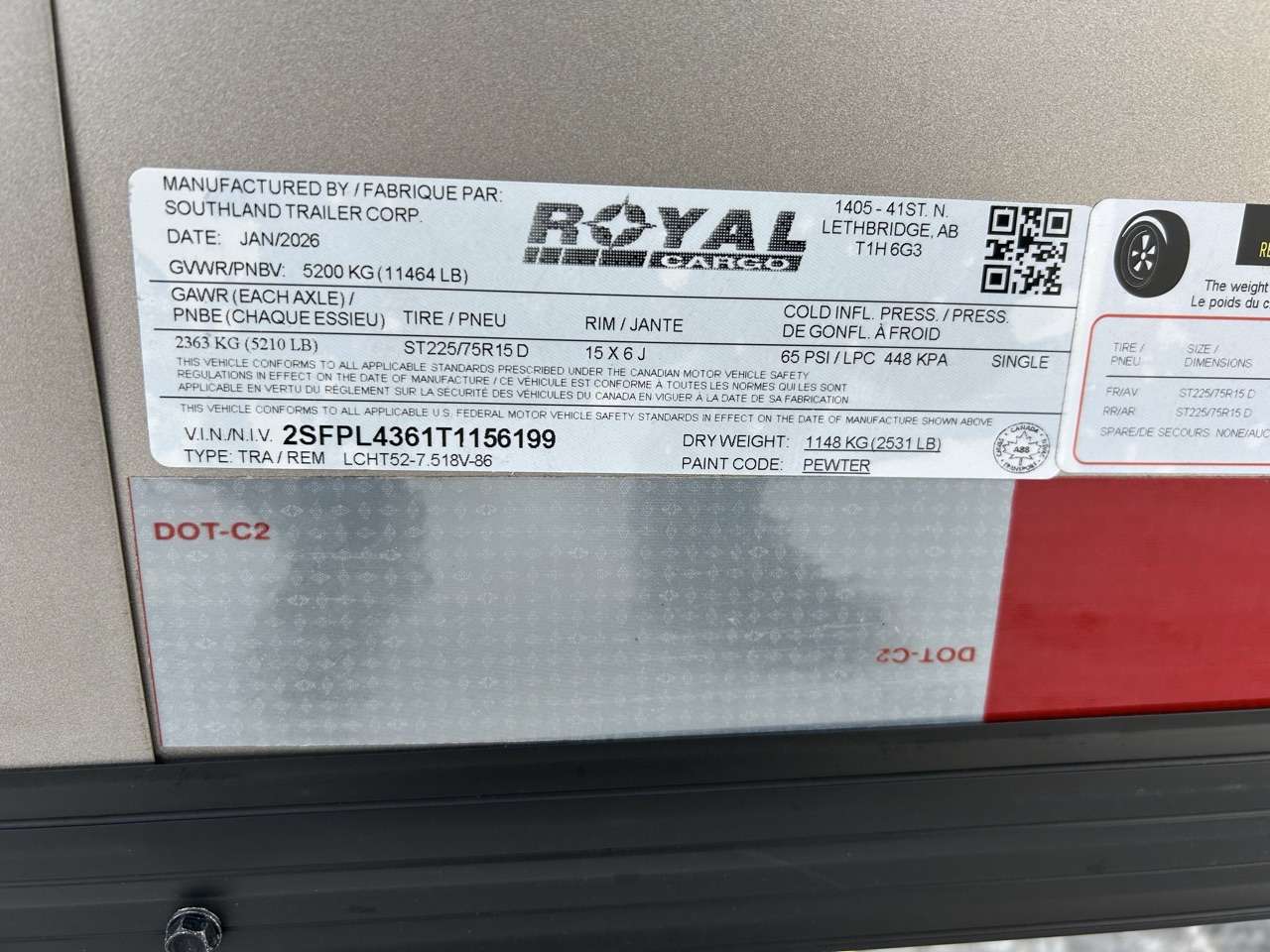 2026 Royal LCH 7'6" x 16' + V-Nose Cargo Trailer