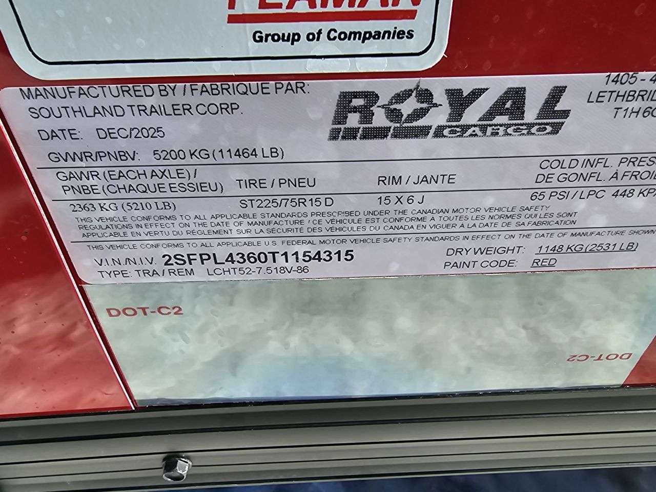 2026 Royal LCH 7'6" x 16' + V-Nose Cargo Trailer