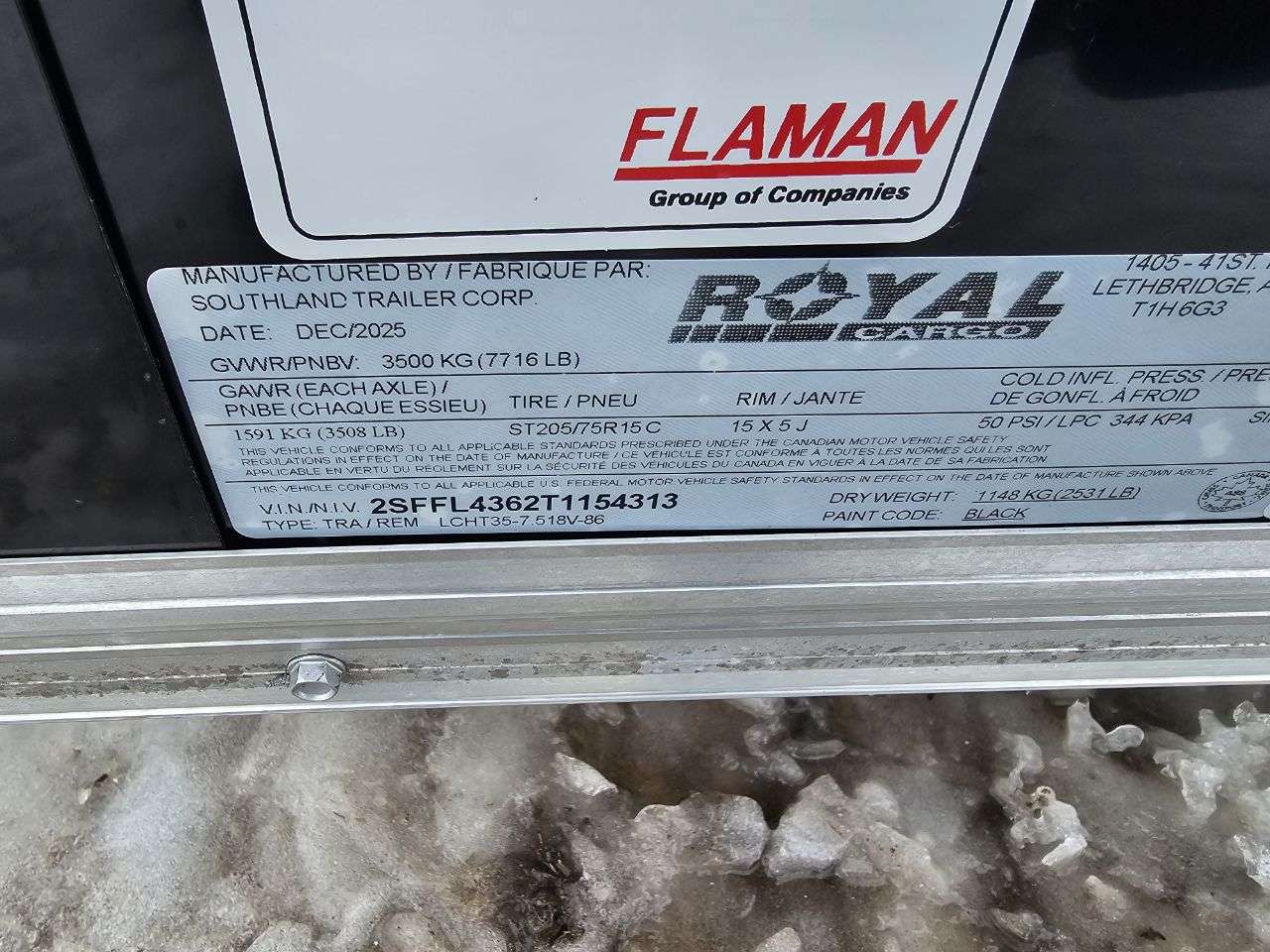 2026 Royal LCH 7'6" x 16' + V-Nose Cargo Trailer