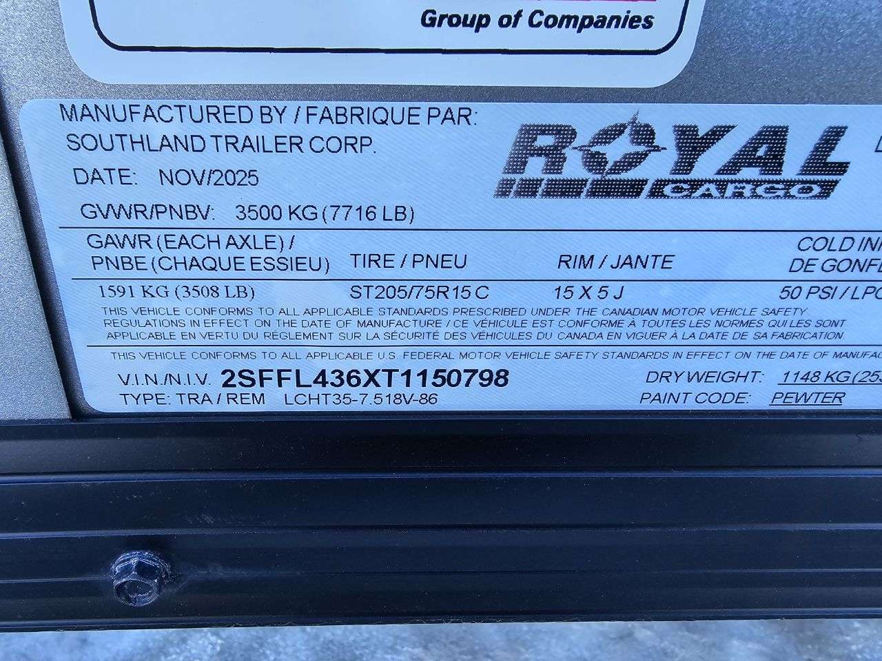 2026 Royal LCH 7'6" x 16' + V-Nose Cargo Trailer