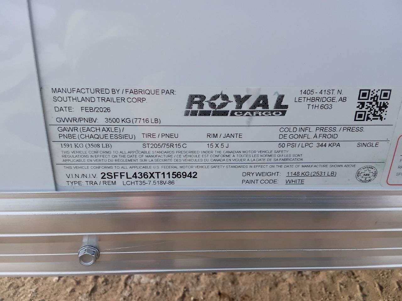 2026 Royal LCH 7'6" x 16' + V-Nose Cargo Trailer
