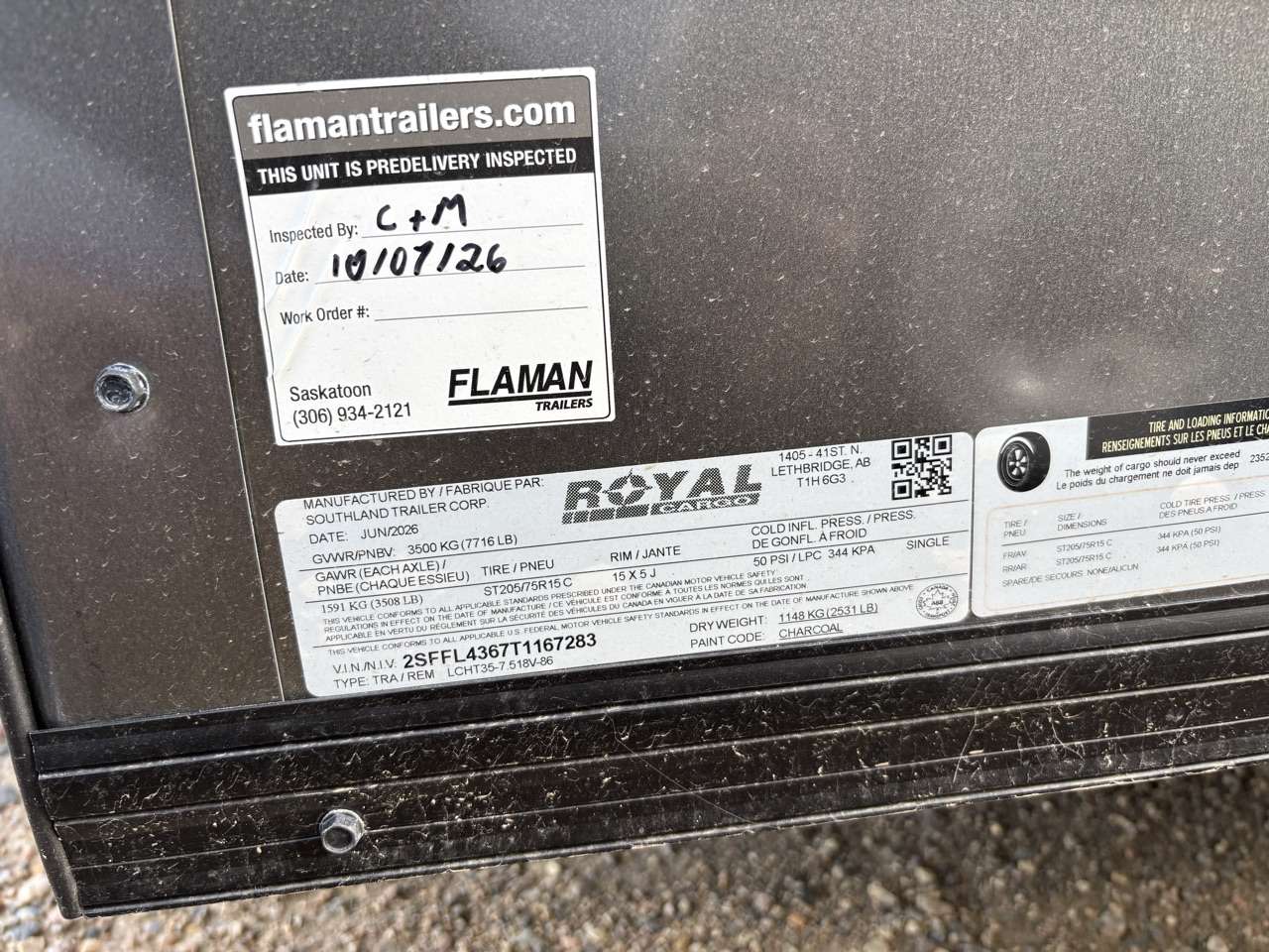 2026 Royal LCH 7'6" x 16' + V-Nose Cargo Trailer