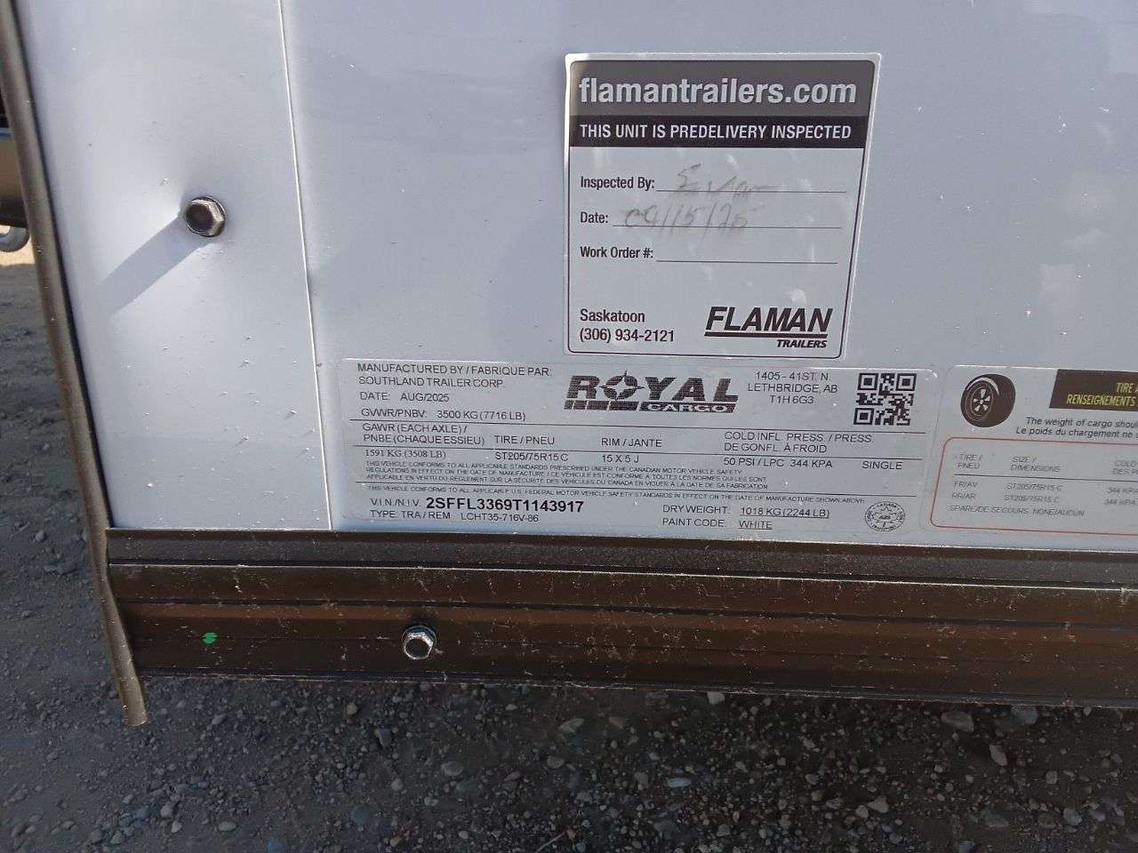 2026 Royal LCH 7' x 14' + V-Nose Cargo Trailer