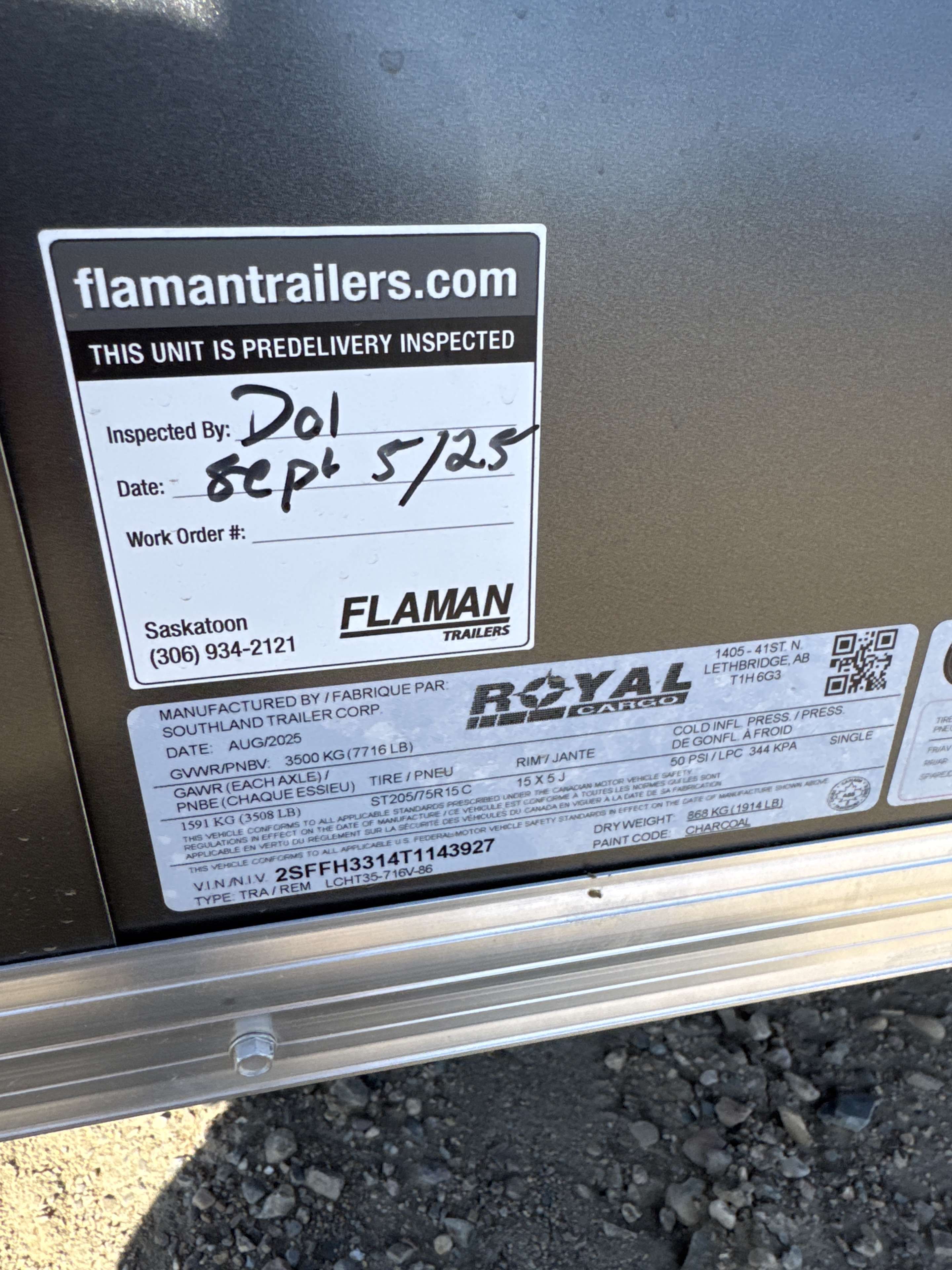2026 Royal LCH 7' x 14' + V-Nose Cargo Trailer