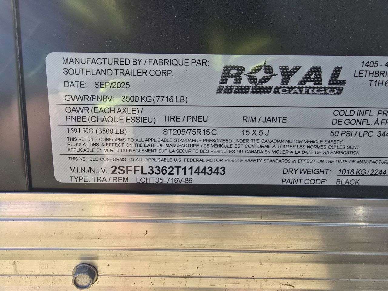 2026 Royal LCH 7' x 14' + V-Nose Cargo Trailer