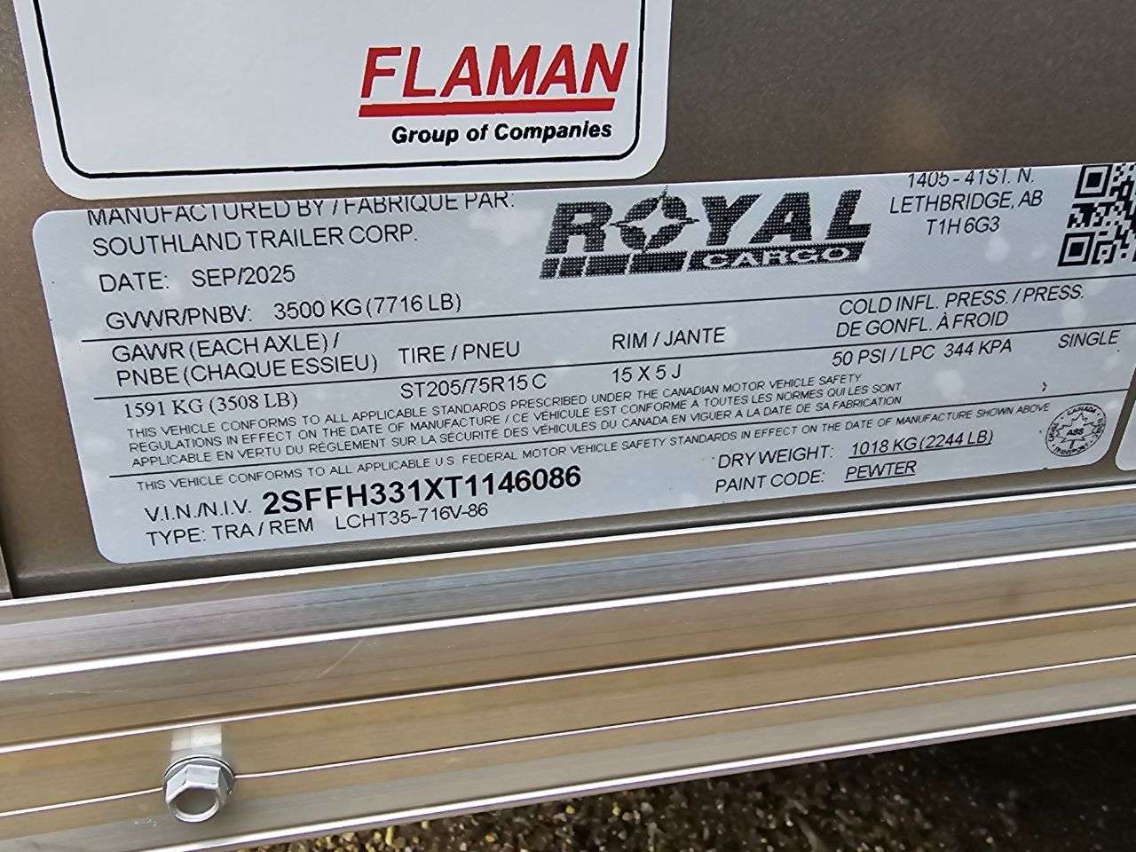 2026 Royal LCH 7' x 14' + V-Nose Cargo Trailer