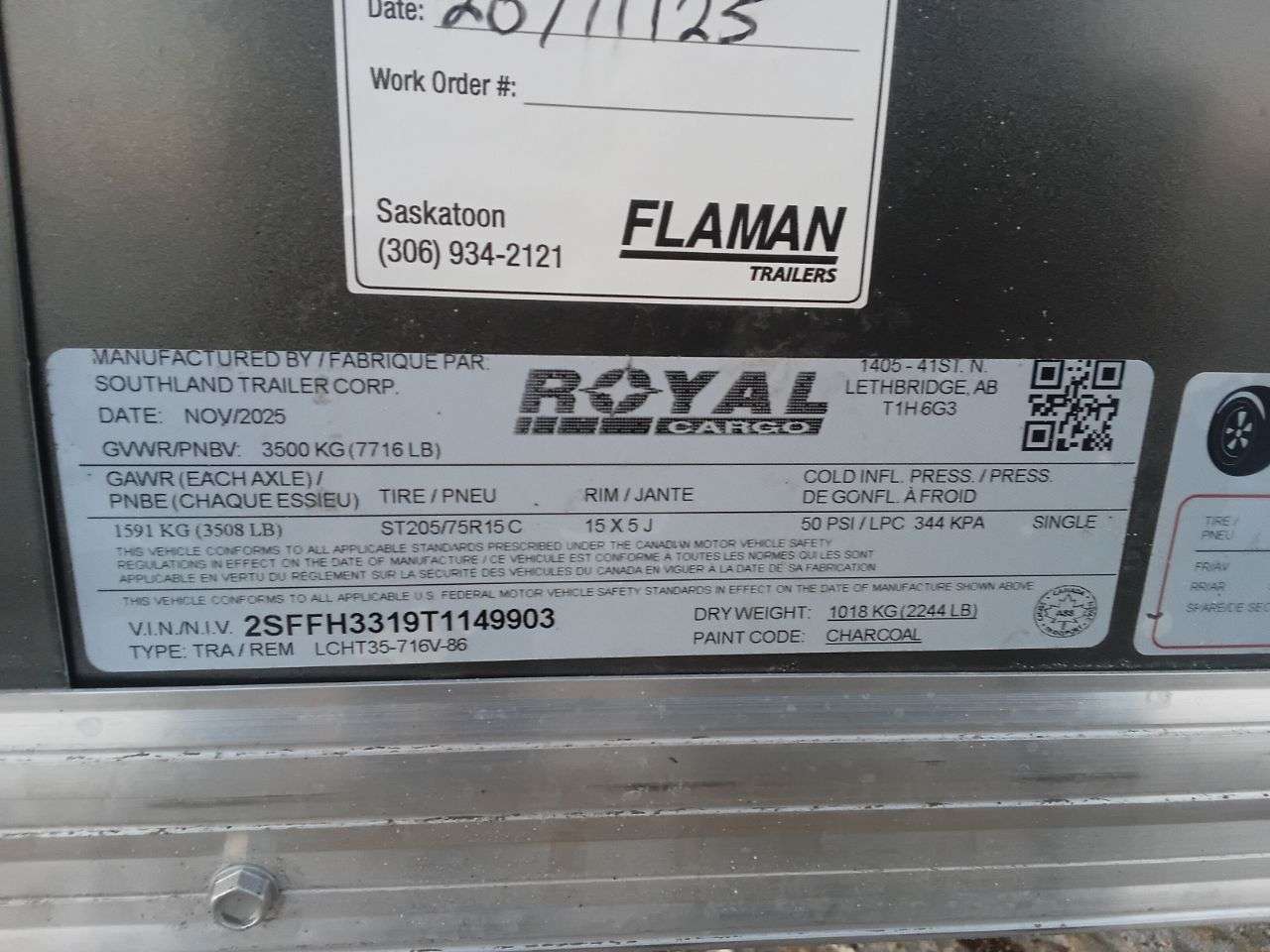 2026 Royal LCH 7' x 14' + V-Nose Cargo Trailer