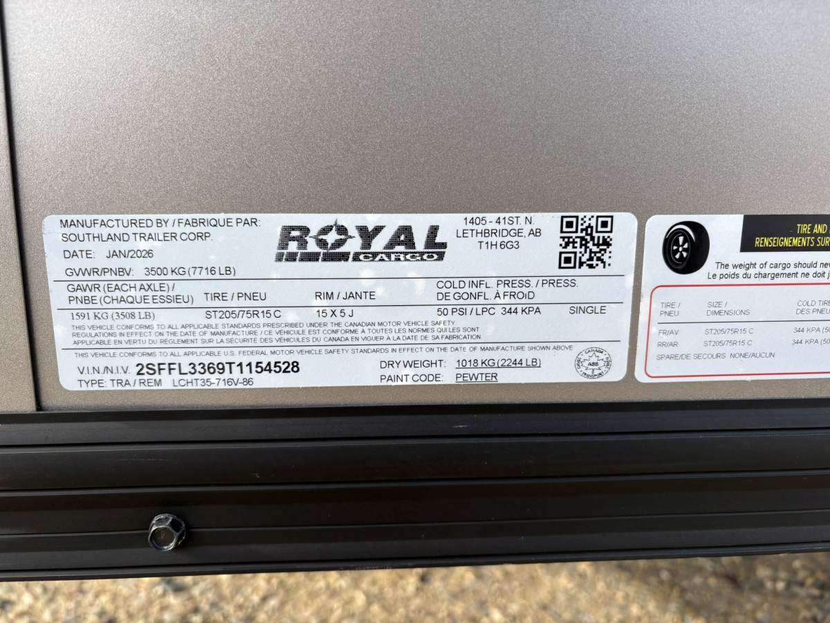 2026 Royal LCH 7' x 14' + V-Nose Cargo Trailer