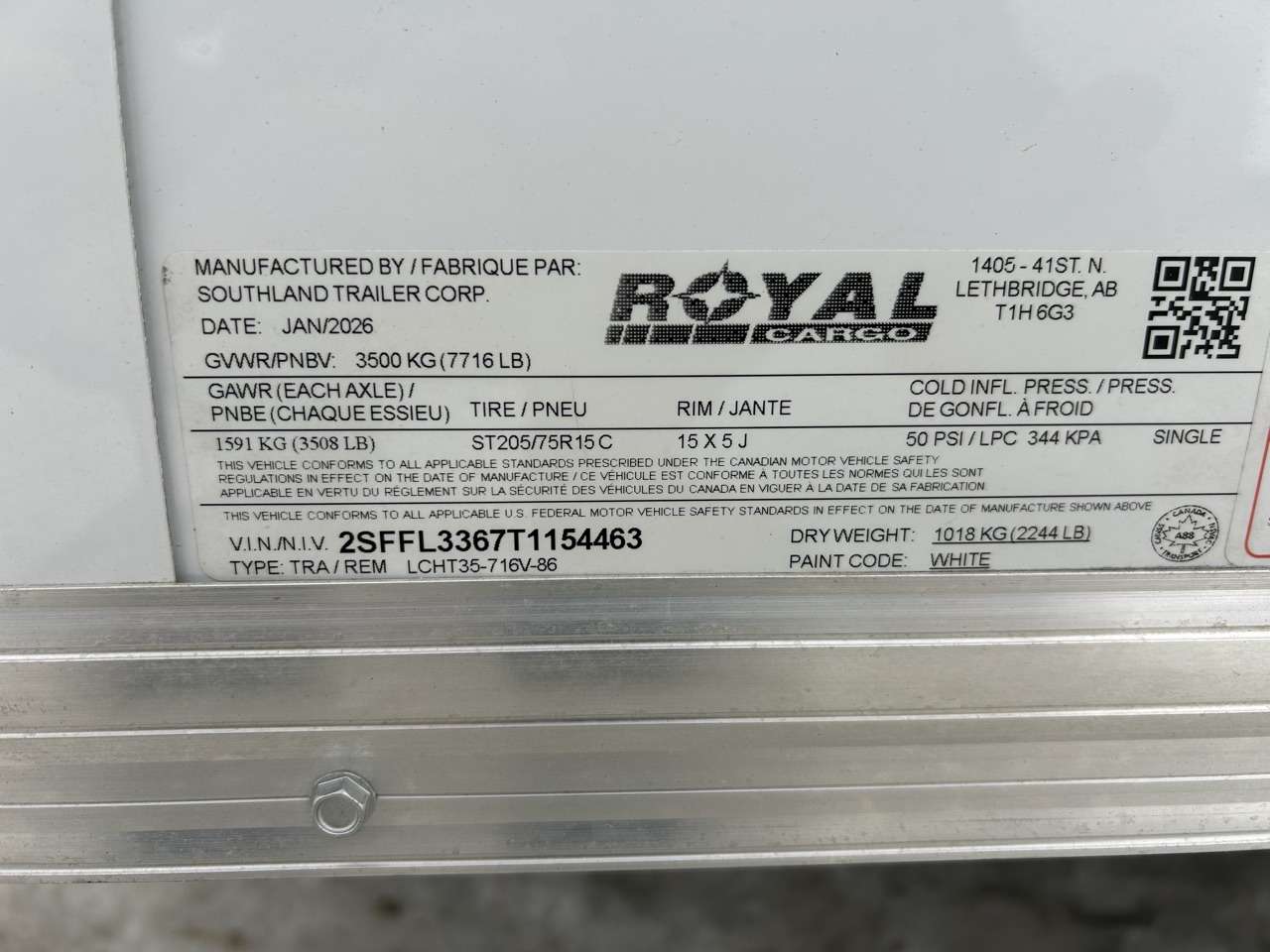 2026 Royal LCH 7' x 14' + V-Nose Cargo Trailer