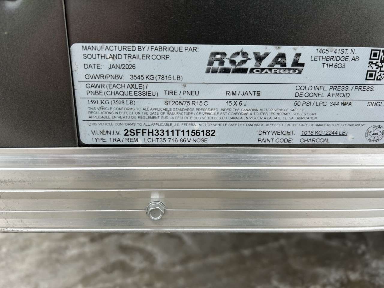 2026 Royal LCH 7' x 14' + V-Nose Cargo Trailer