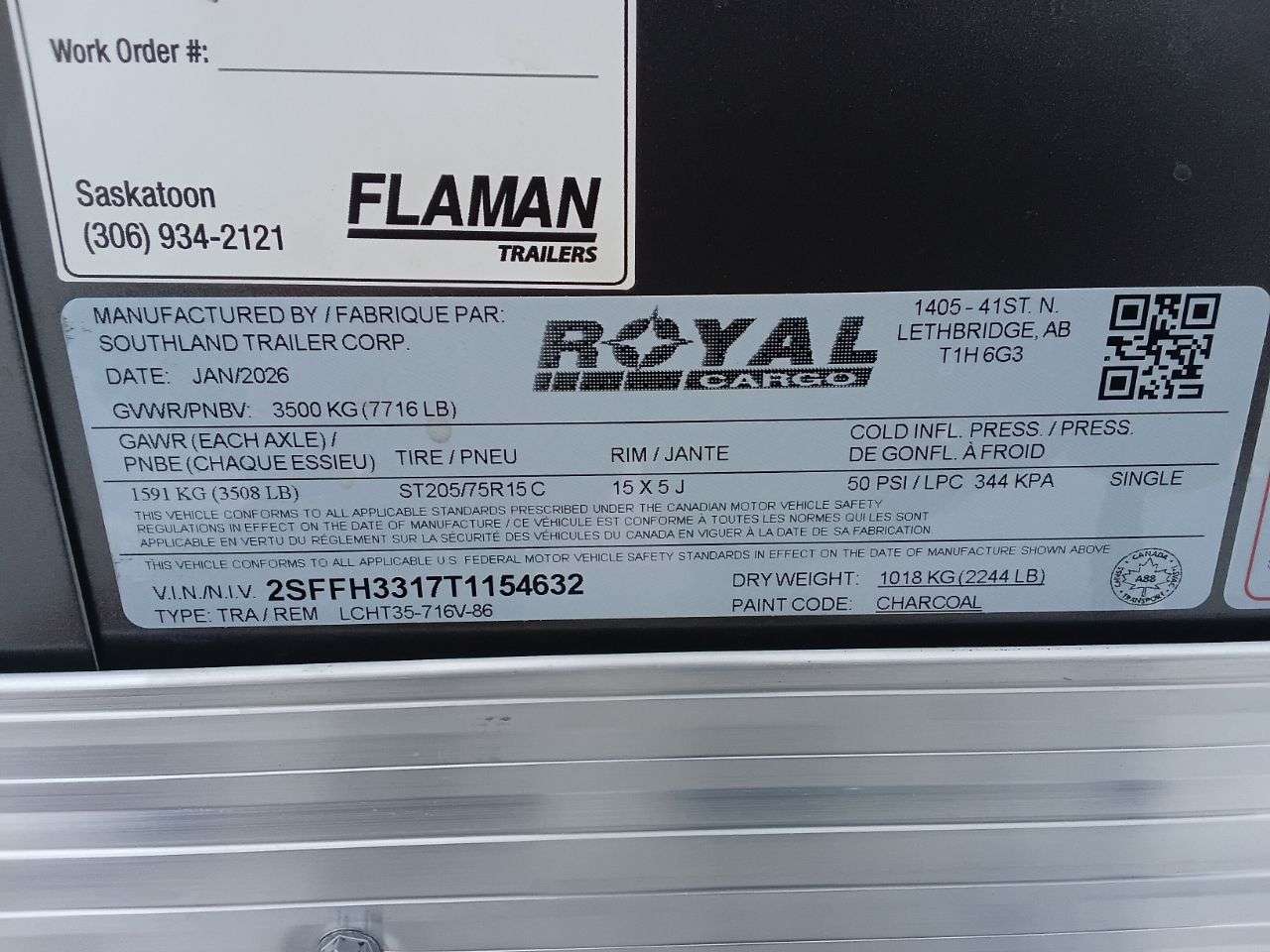 2026 Royal LCH 7' x 14' + V-Nose Cargo Trailer