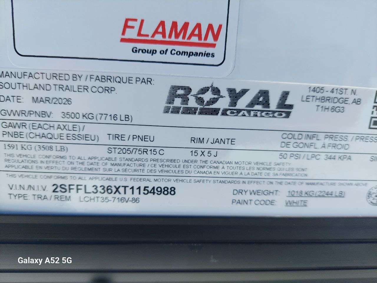 2026 Royal LCH 7' x 14' + V-Nose Cargo Trailer