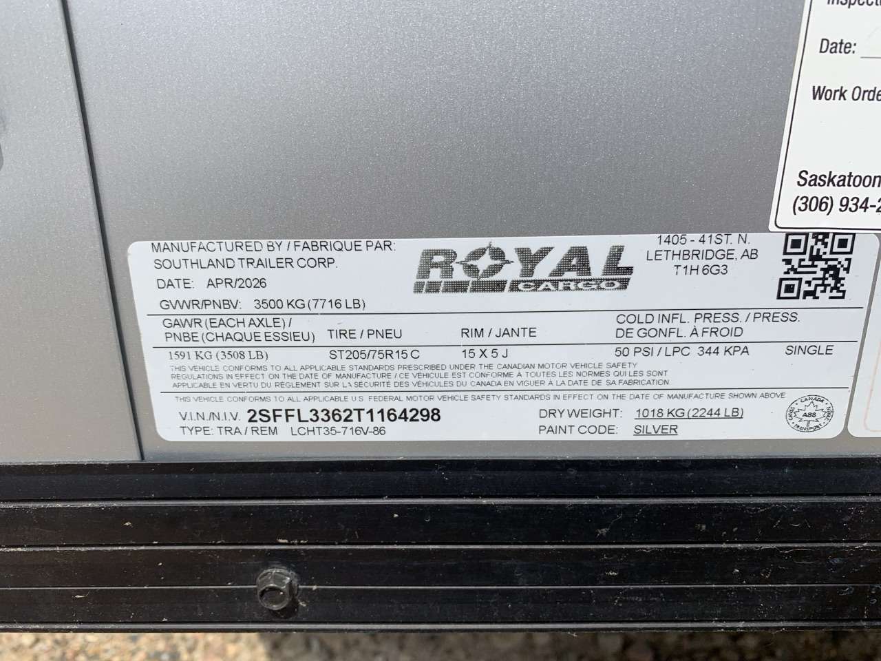 2026 Royal LCH 7' x 14' + V-Nose Cargo Trailer