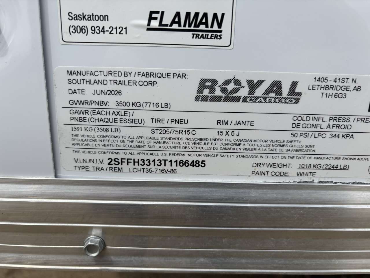 2026 Royal LCH 7' x 14' + V-Nose Cargo Trailer
