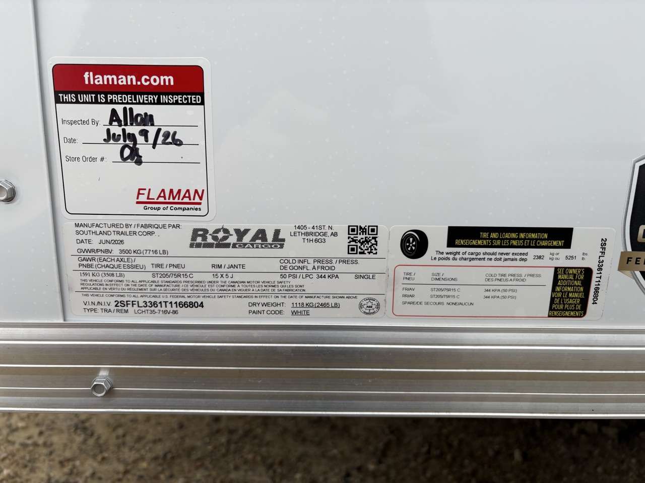 2026 Royal LCH 7' x 14' + V-Nose Cargo Trailer