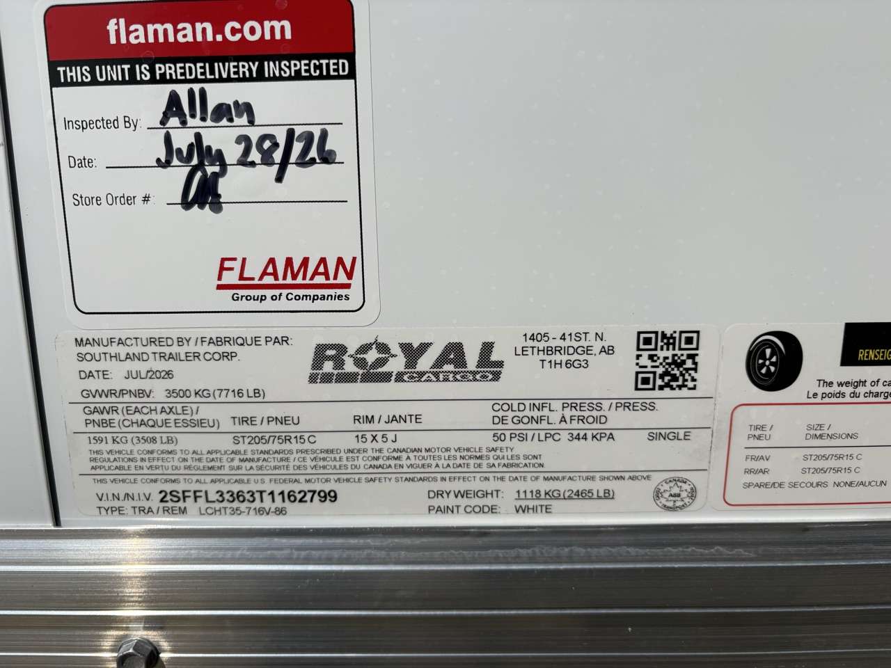 2026 Royal LCH 7' x 14' + V-Nose Cargo Trailer