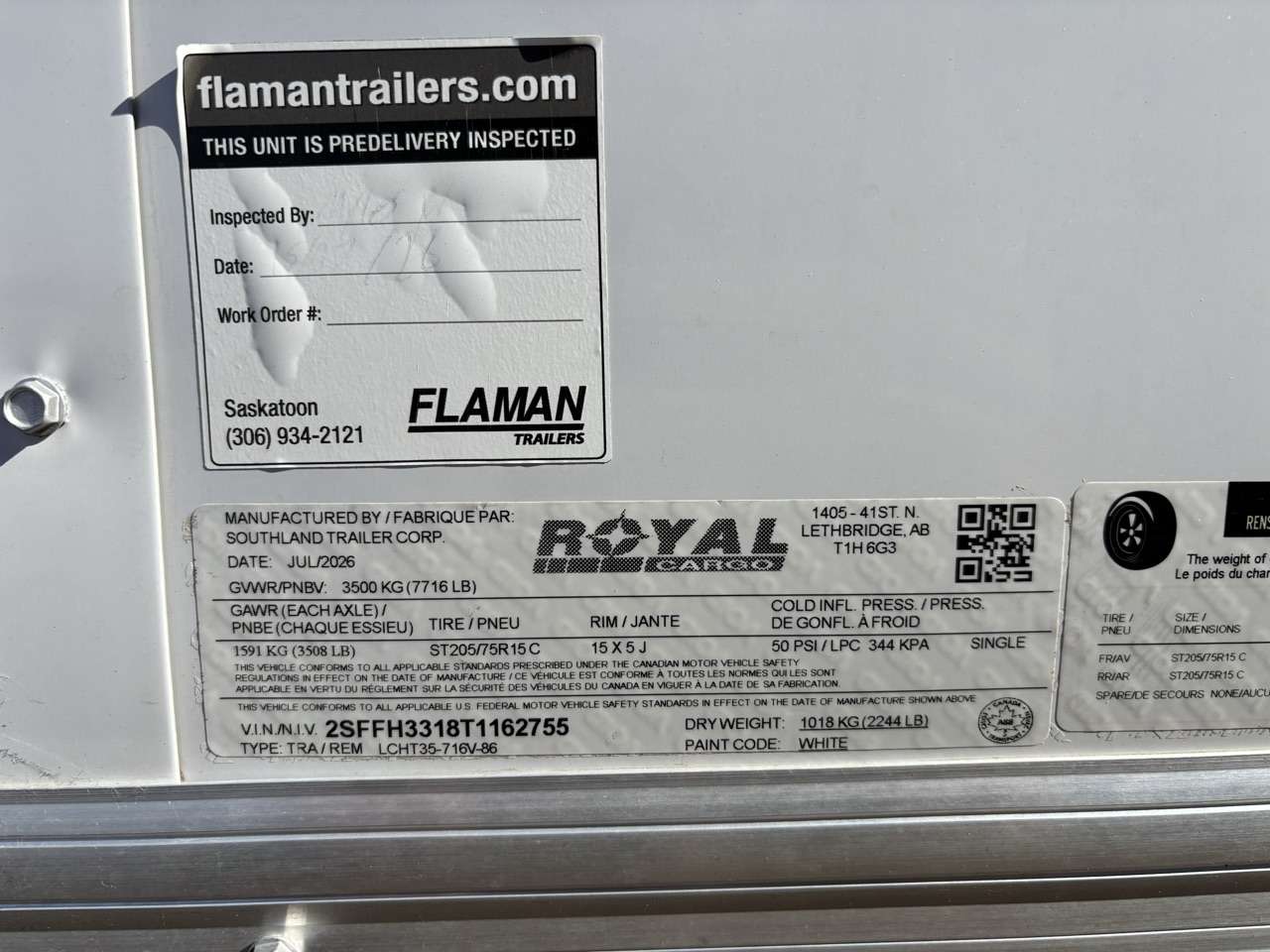 2026 Royal LCH 7' x 14' + V-Nose Cargo Trailer