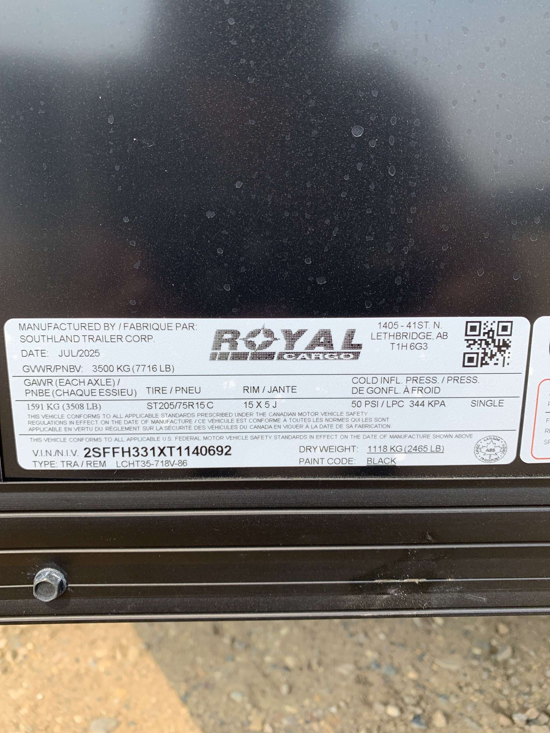 2026 Royal LCH 7' x 16' + V-Nose Cargo Trailer