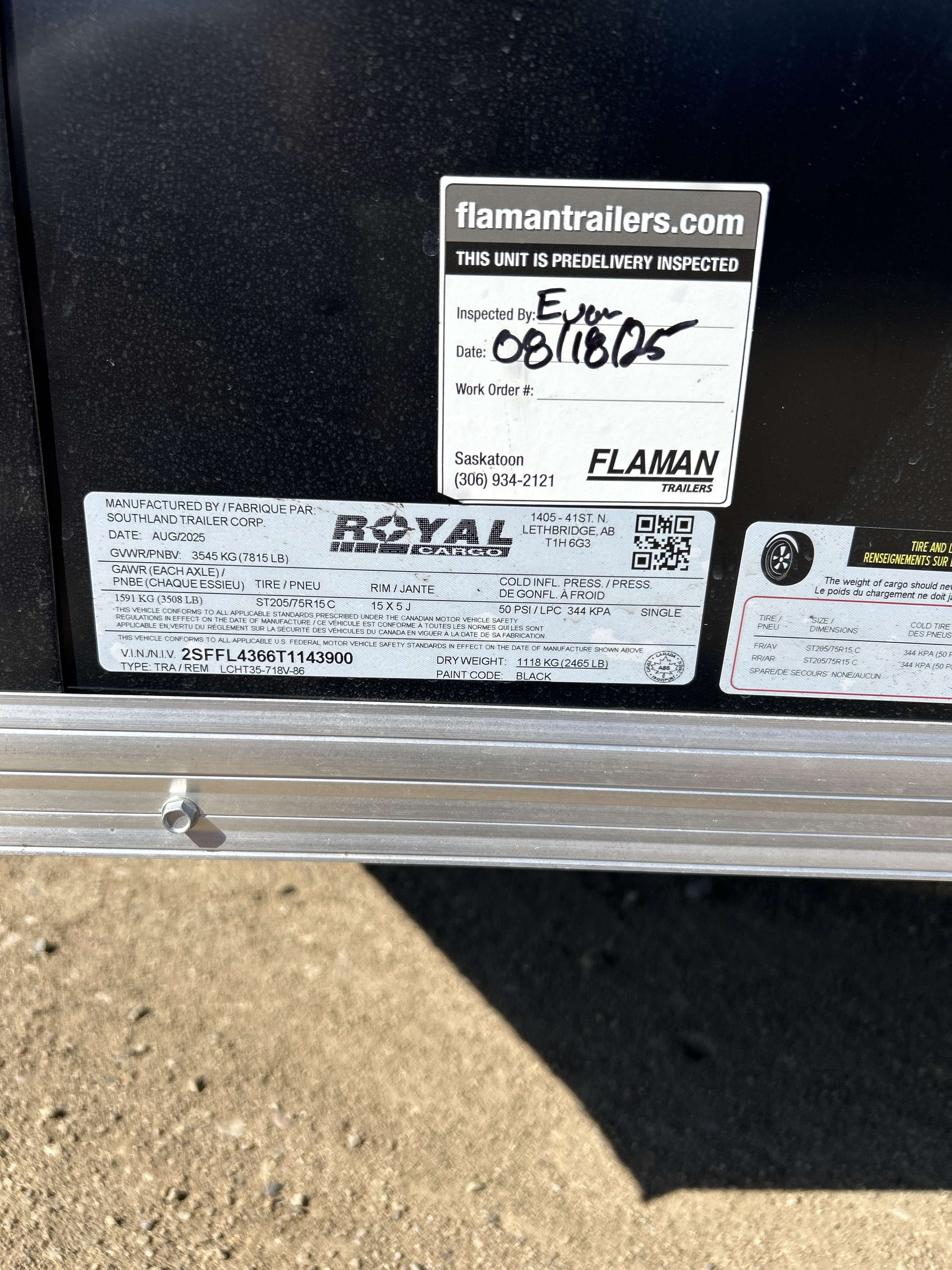 2026 Royal LCH 7' x 16' + V-Nose Cargo Trailer