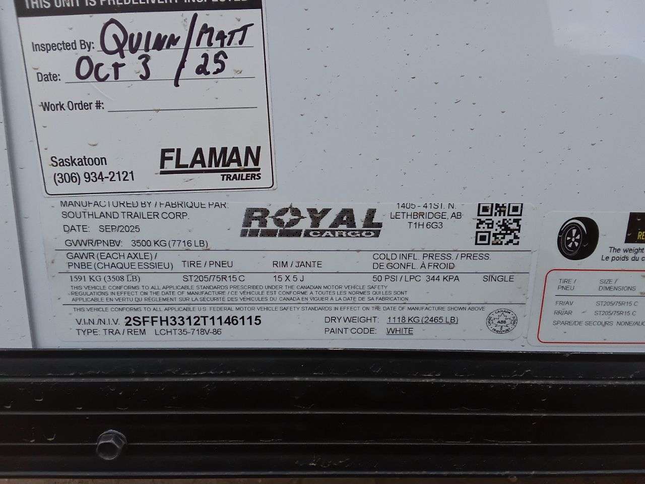 2026 Royal LCH 7' x 16' + V-Nose Cargo Trailer