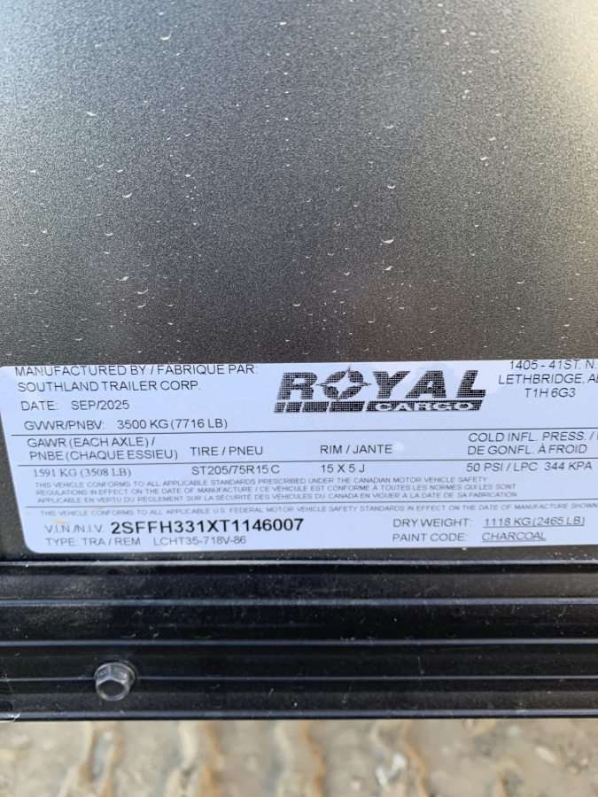 2026 Royal LCH 7' x 16' + V-Nose Cargo Trailer