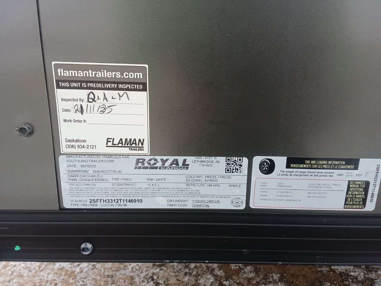 2026 Royal LCH 7' x 16' + V-Nose Cargo Trailer